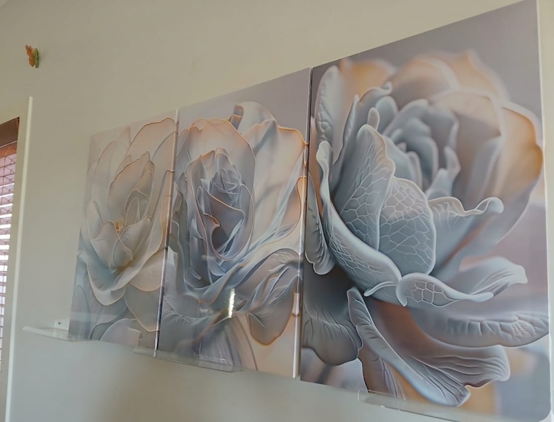 Serene Blue Flower Canvas Wall Art Set