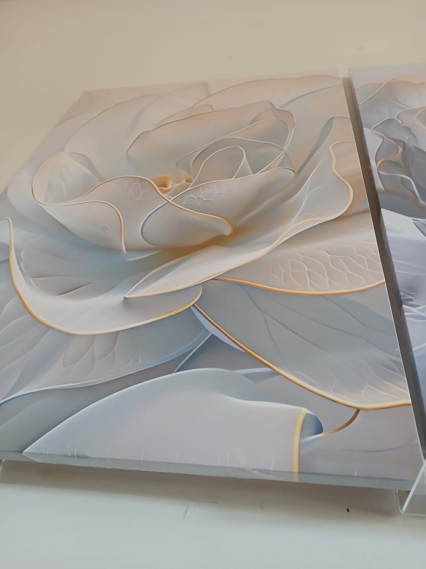Serene Blue Flower Canvas Wall Art Set