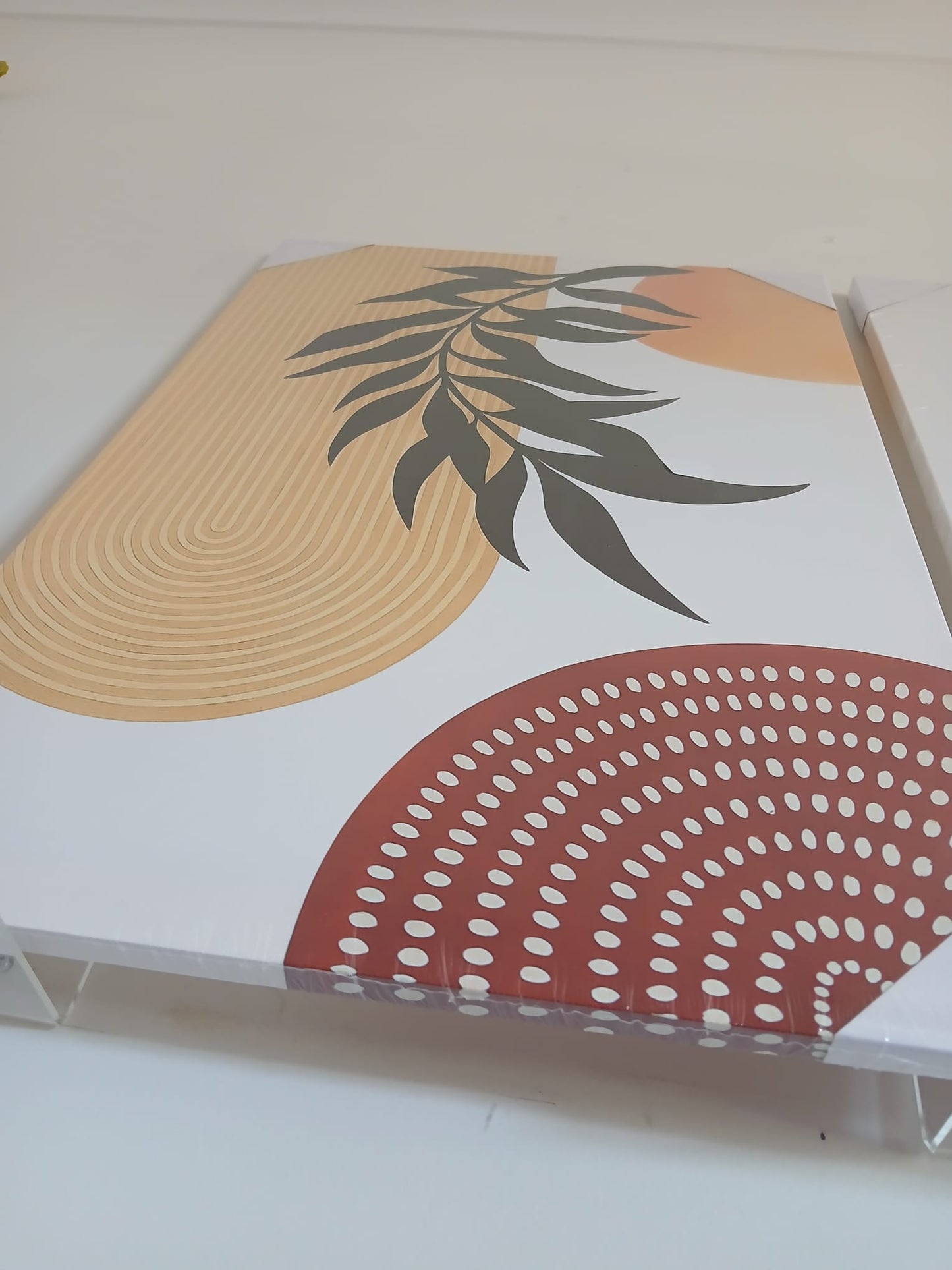 Boho Wall Art Set – Geometric & Plant Motif Canvas Prints
