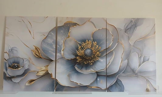 Modern Vintage Floral Canvas Wall Art Set