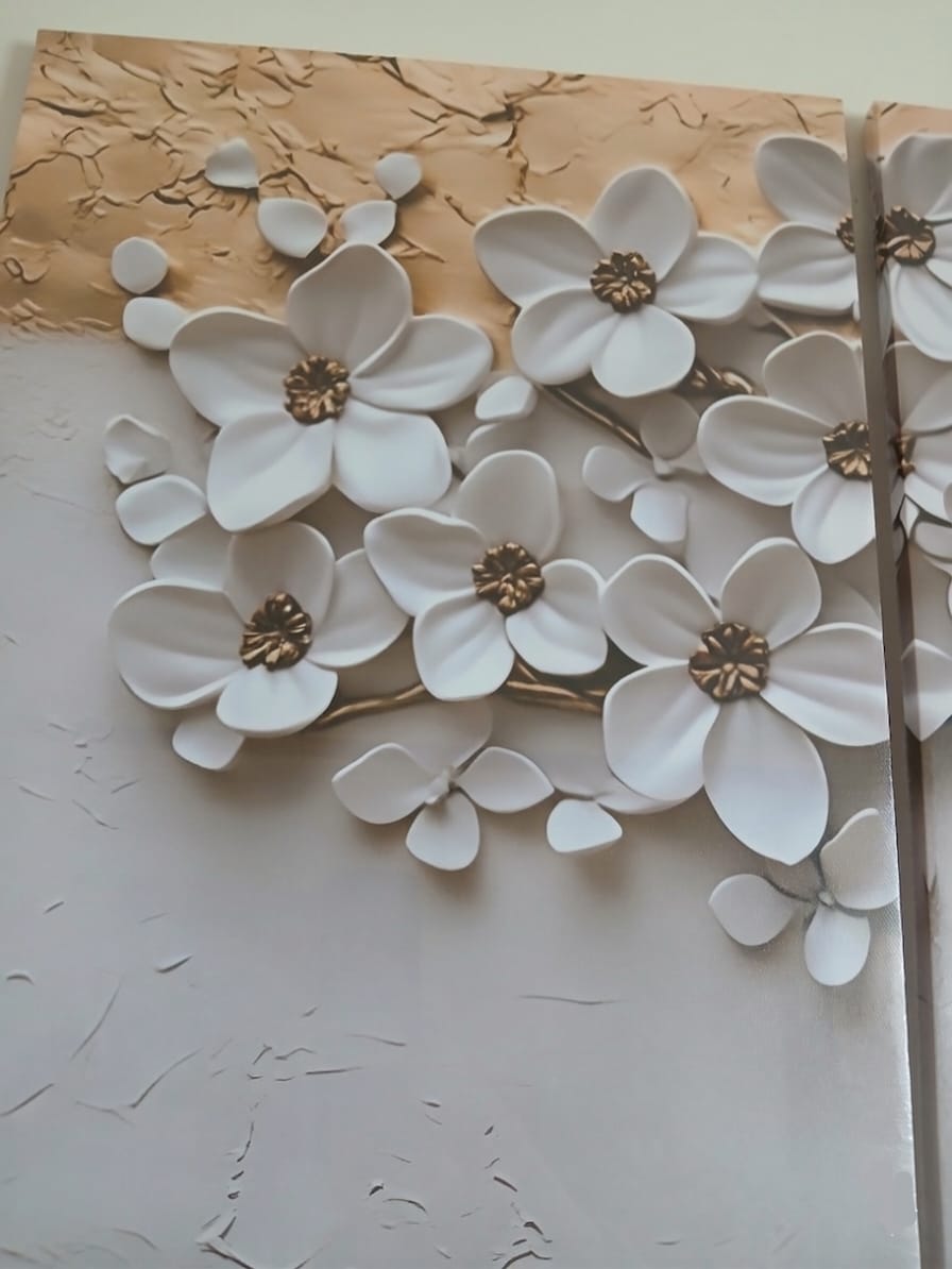 Abstract Tree of Life Wall Art – Modern Floral Gold Accent Décor