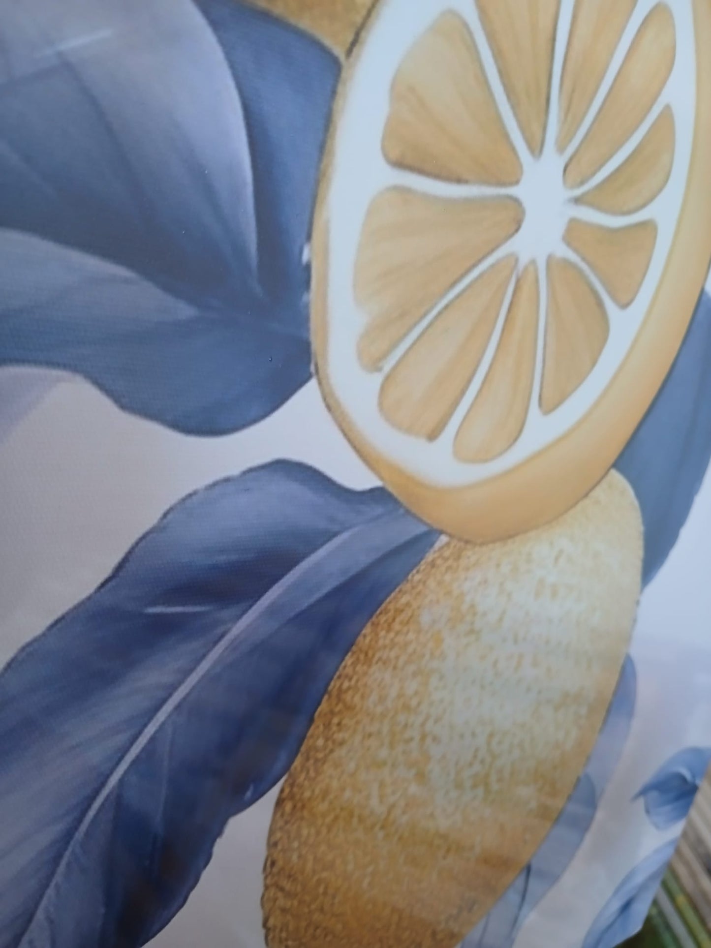 Vibrant Lemon & Blue Leaf Canvas Print Wall Art