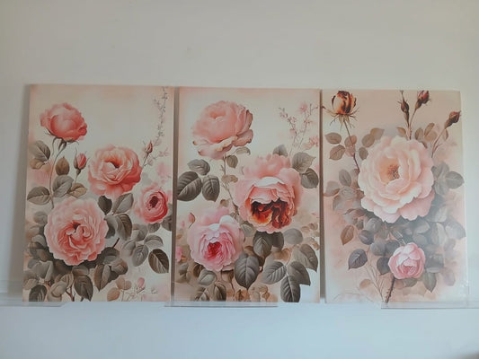 Vintage Pink Rose Wall Art – Dark Academia Floral Décor
