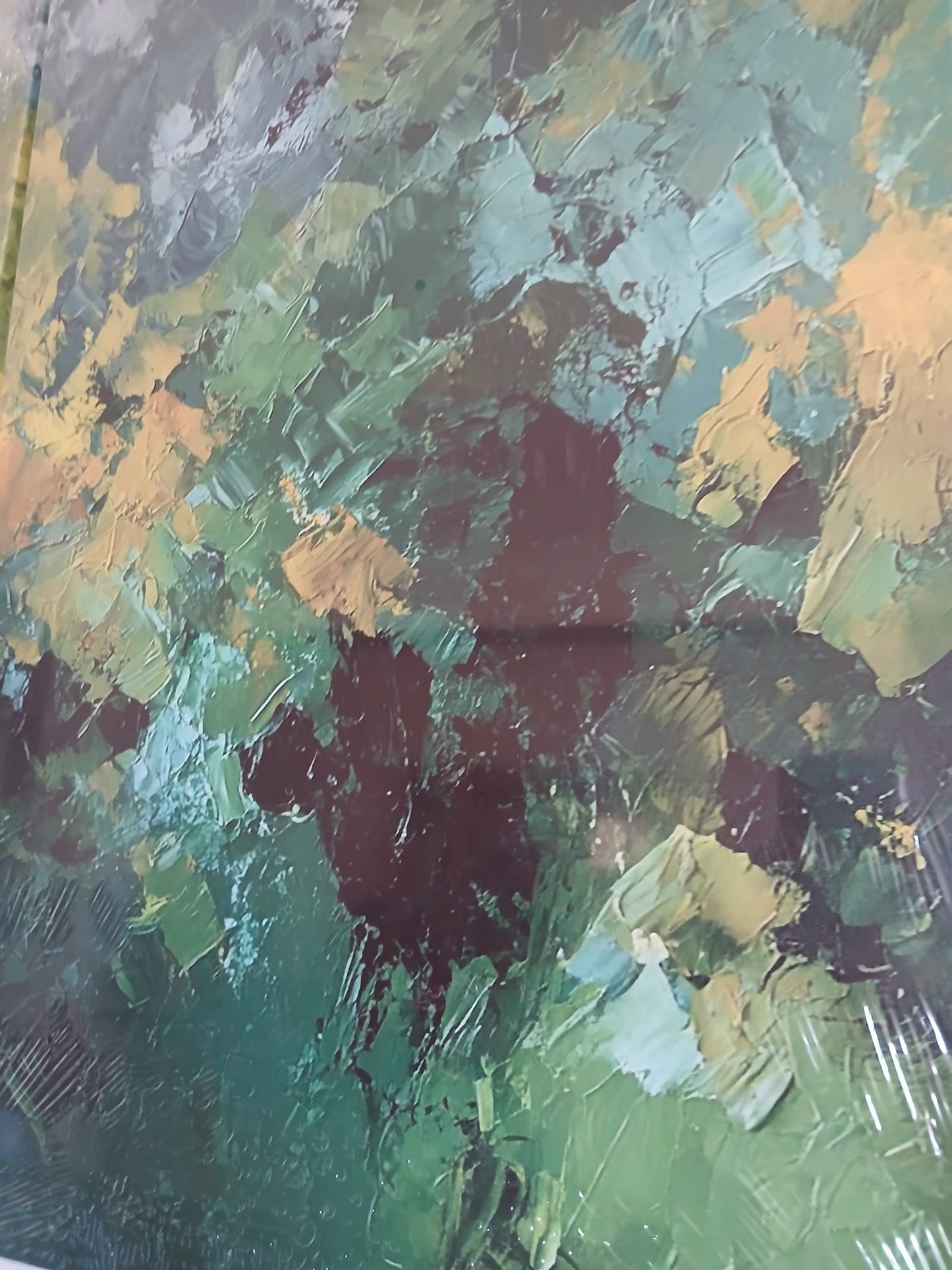 Yellow and Green Abstract Wall Art – Modern Impressionist Décor