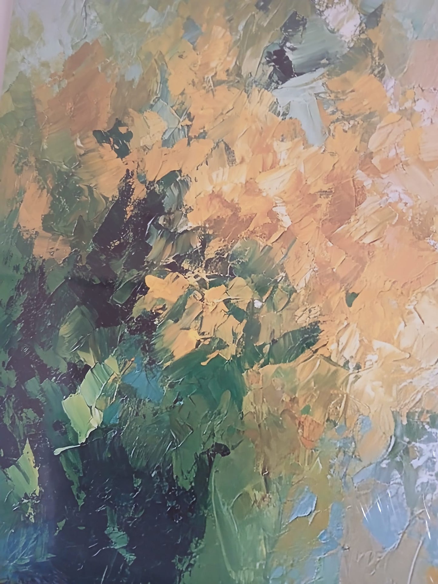 Yellow and Green Abstract Wall Art – Modern Impressionist Décor