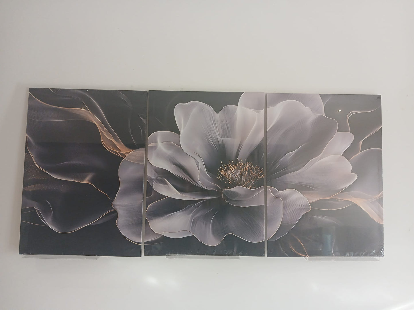 Modern Abstract Gray & White Floral Wall Art Set