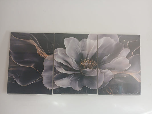 Modern Abstract Gray & White Floral Wall Art Set