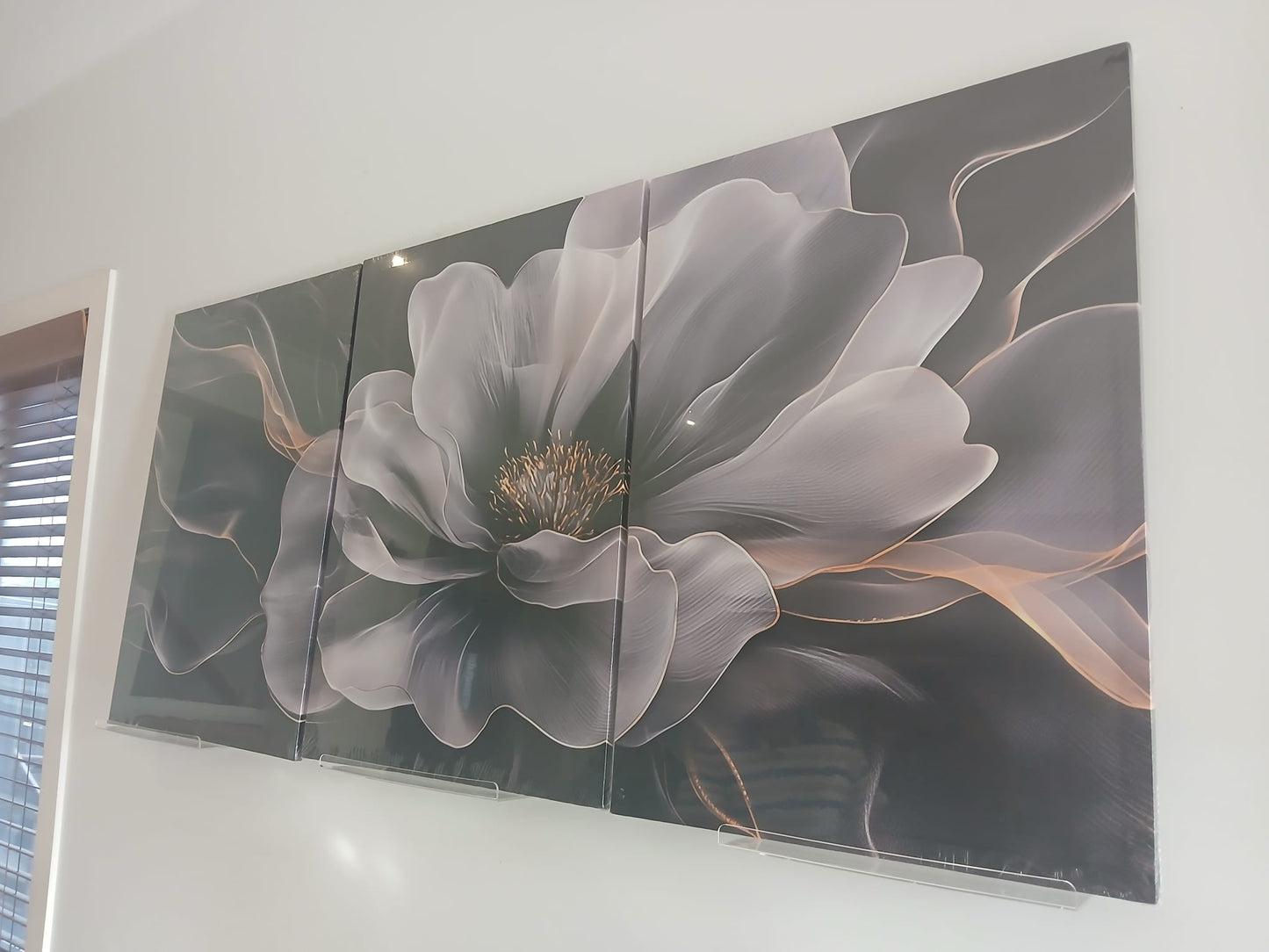 Modern Abstract Gray & White Floral Wall Art Set