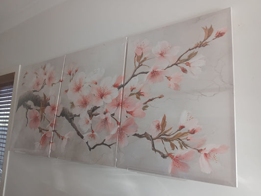 Cherry Blossom Wall Art Set – Soft Pink Japanese Floral Décor