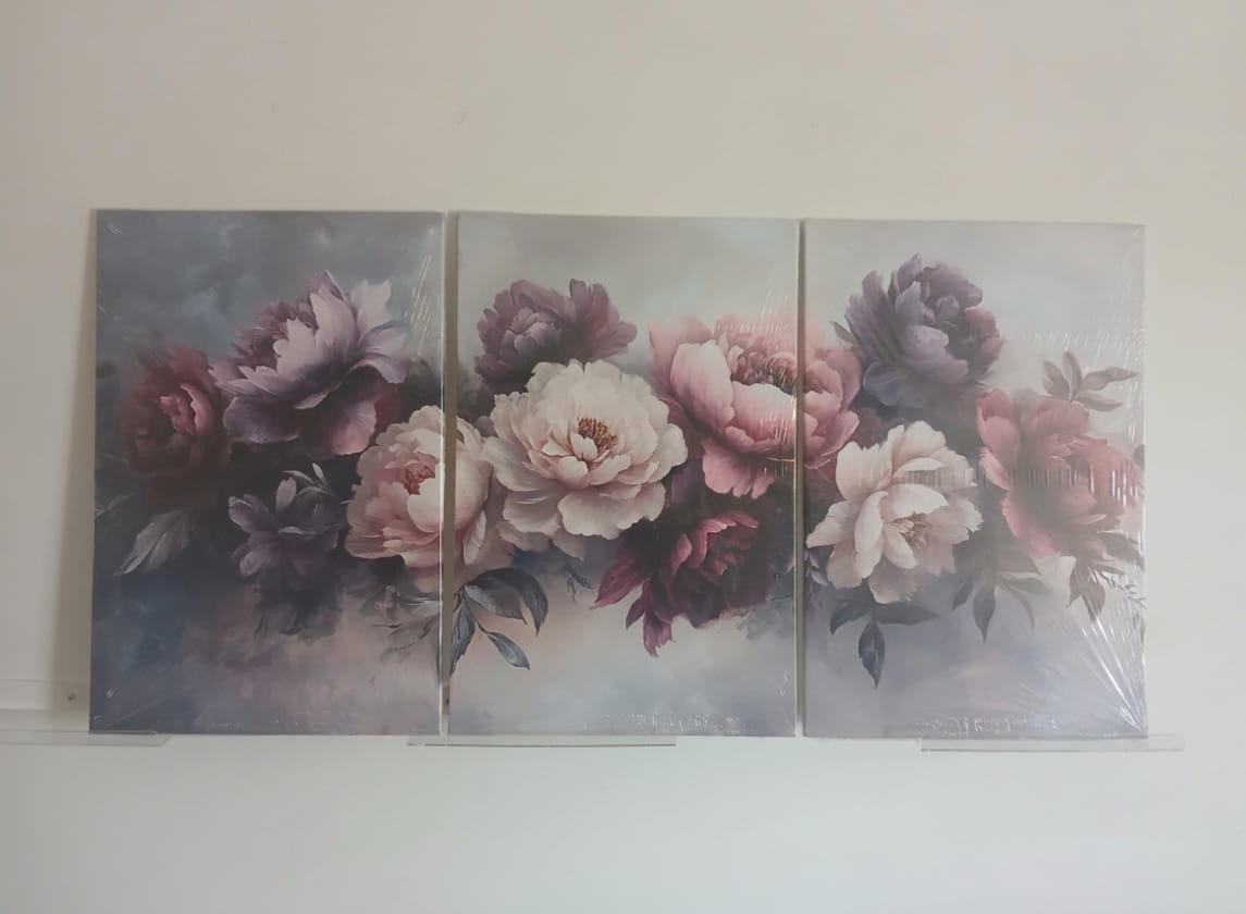 Purple Peony Floral Canvas Prints Wall Art Set