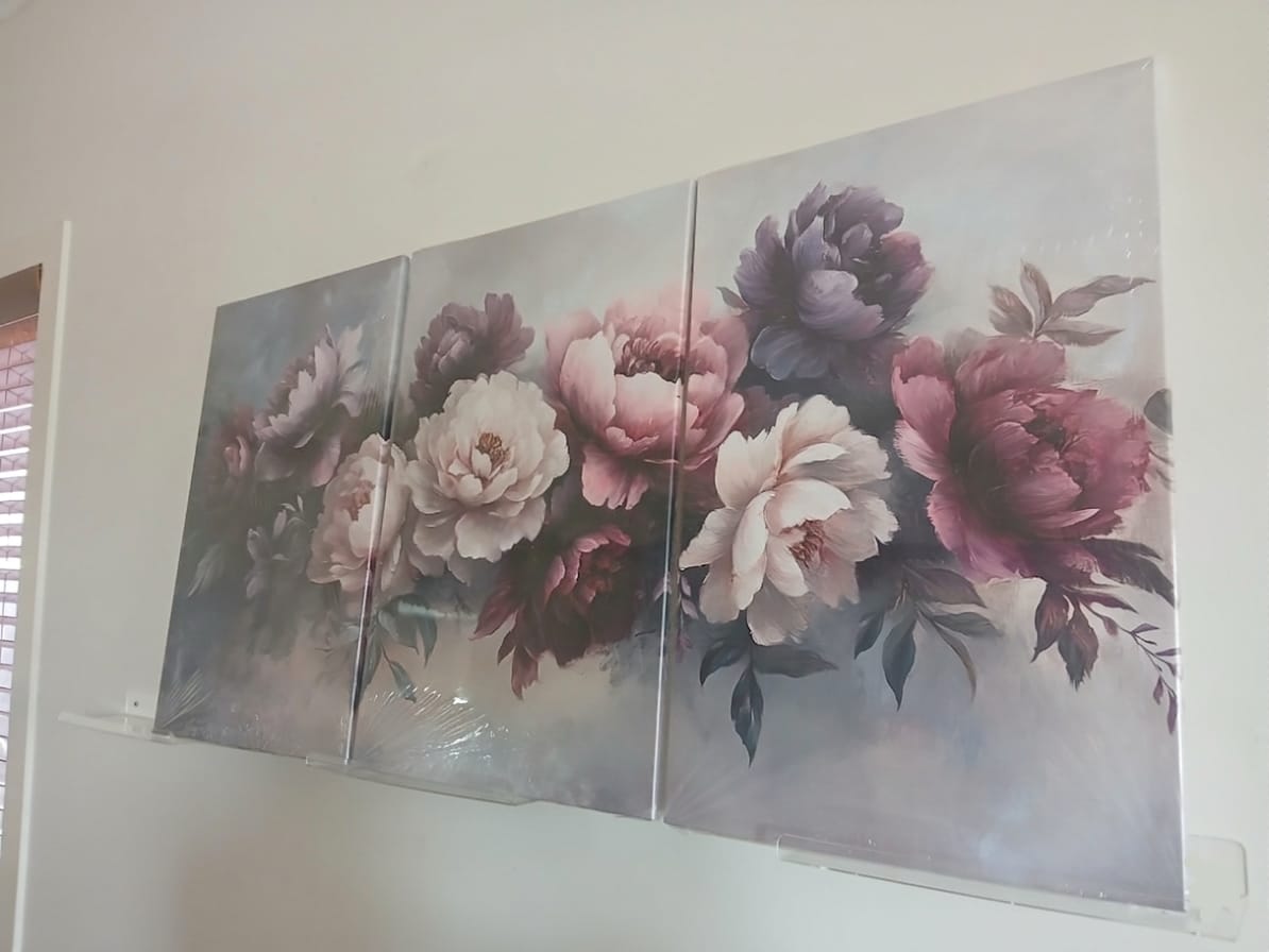 Purple Peony Floral Canvas Prints Wall Art Set