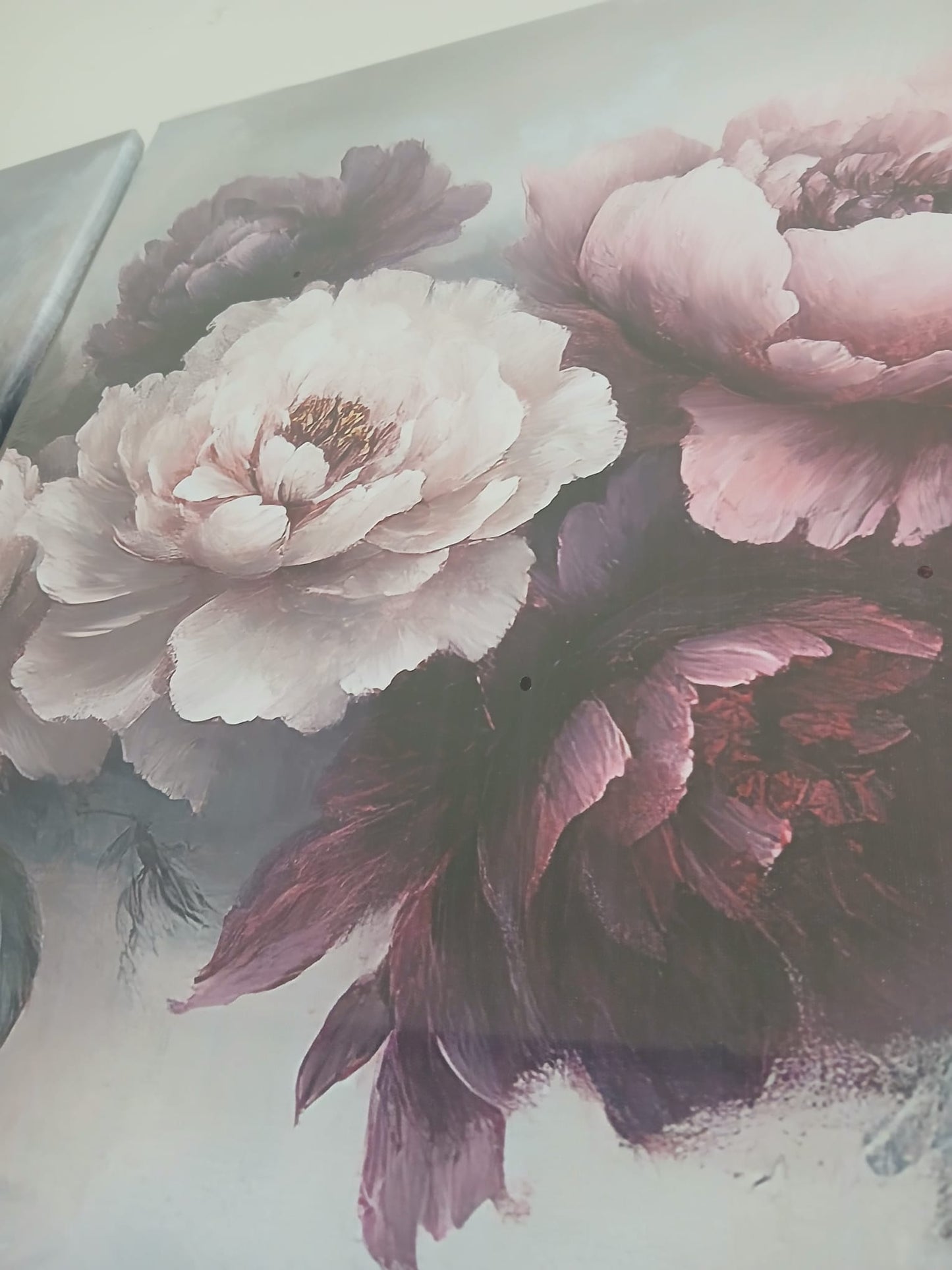 Purple Peony Floral Canvas Prints Wall Art Set
