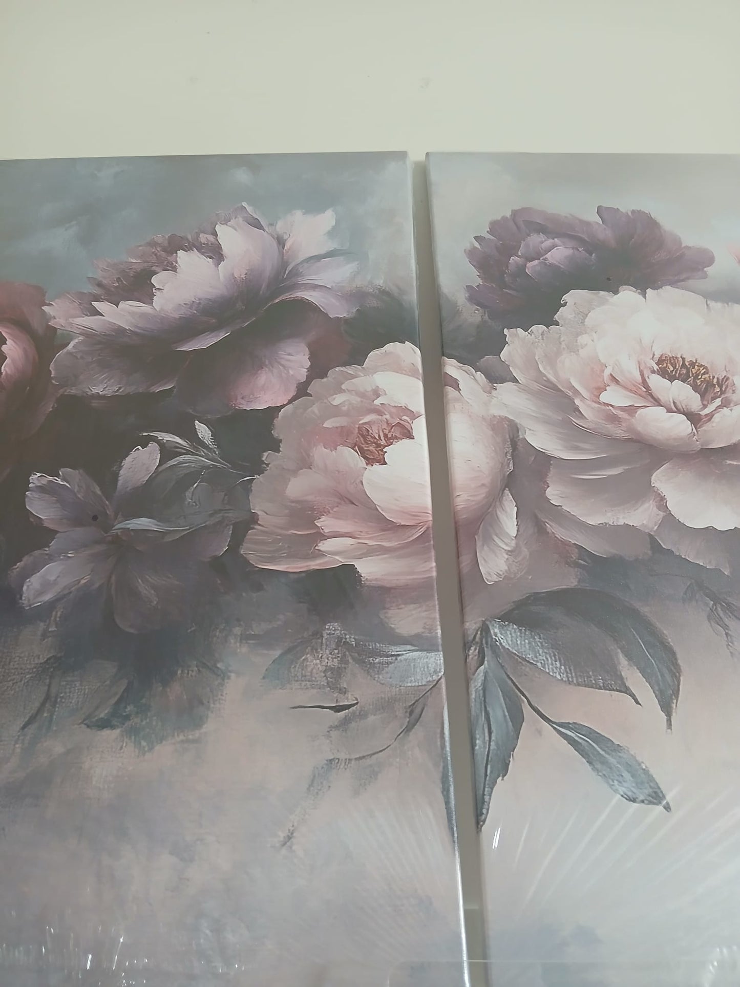 Purple Peony Floral Canvas Prints Wall Art Set