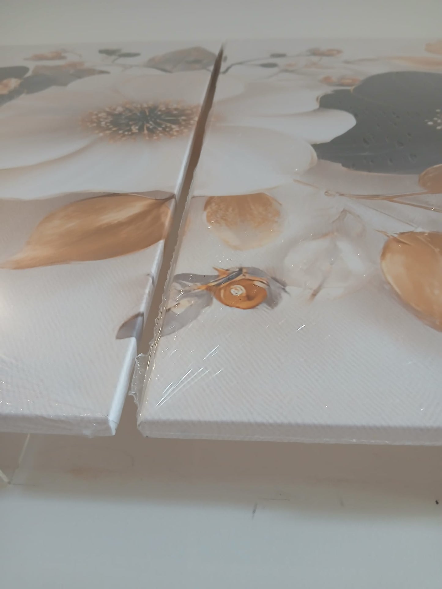 Sophisticated Monochrome Floral with Gold Highlights Wall Art Set