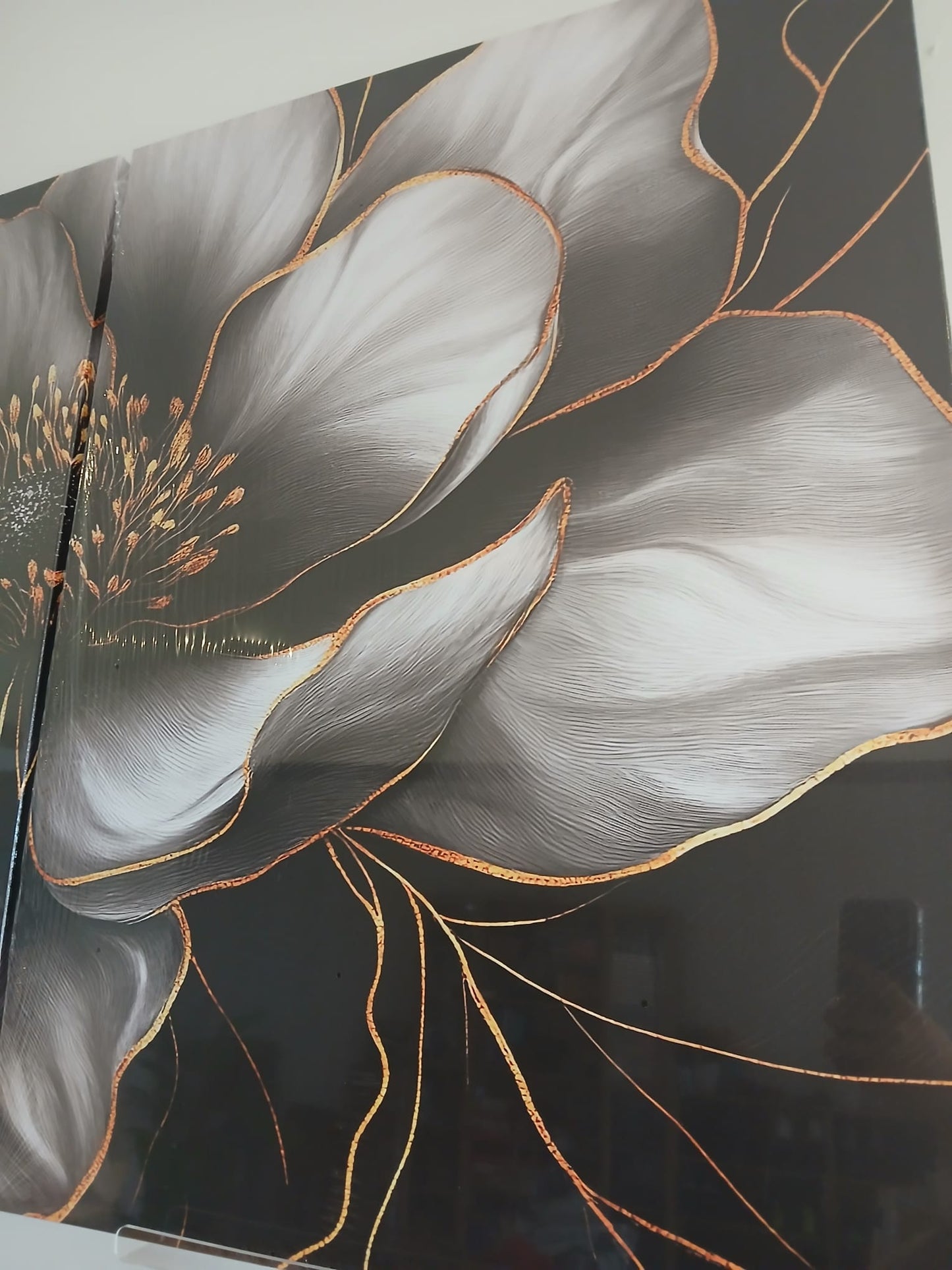 Elegant Black and Gold Floral Wall Art Set