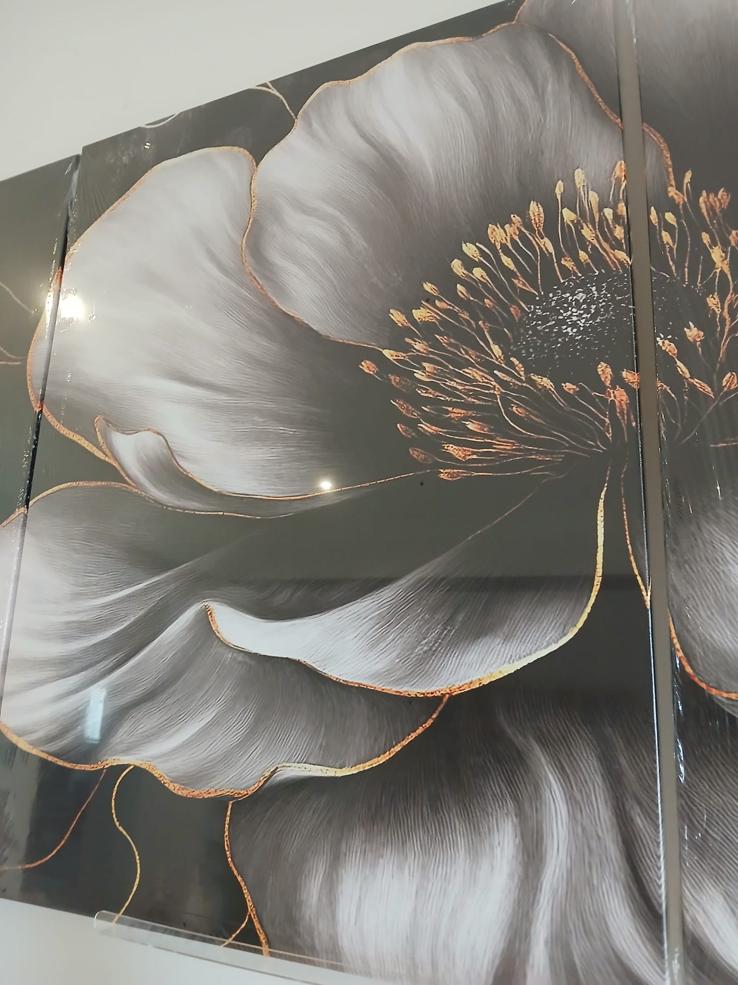 Elegant Black and Gold Floral Wall Art Set