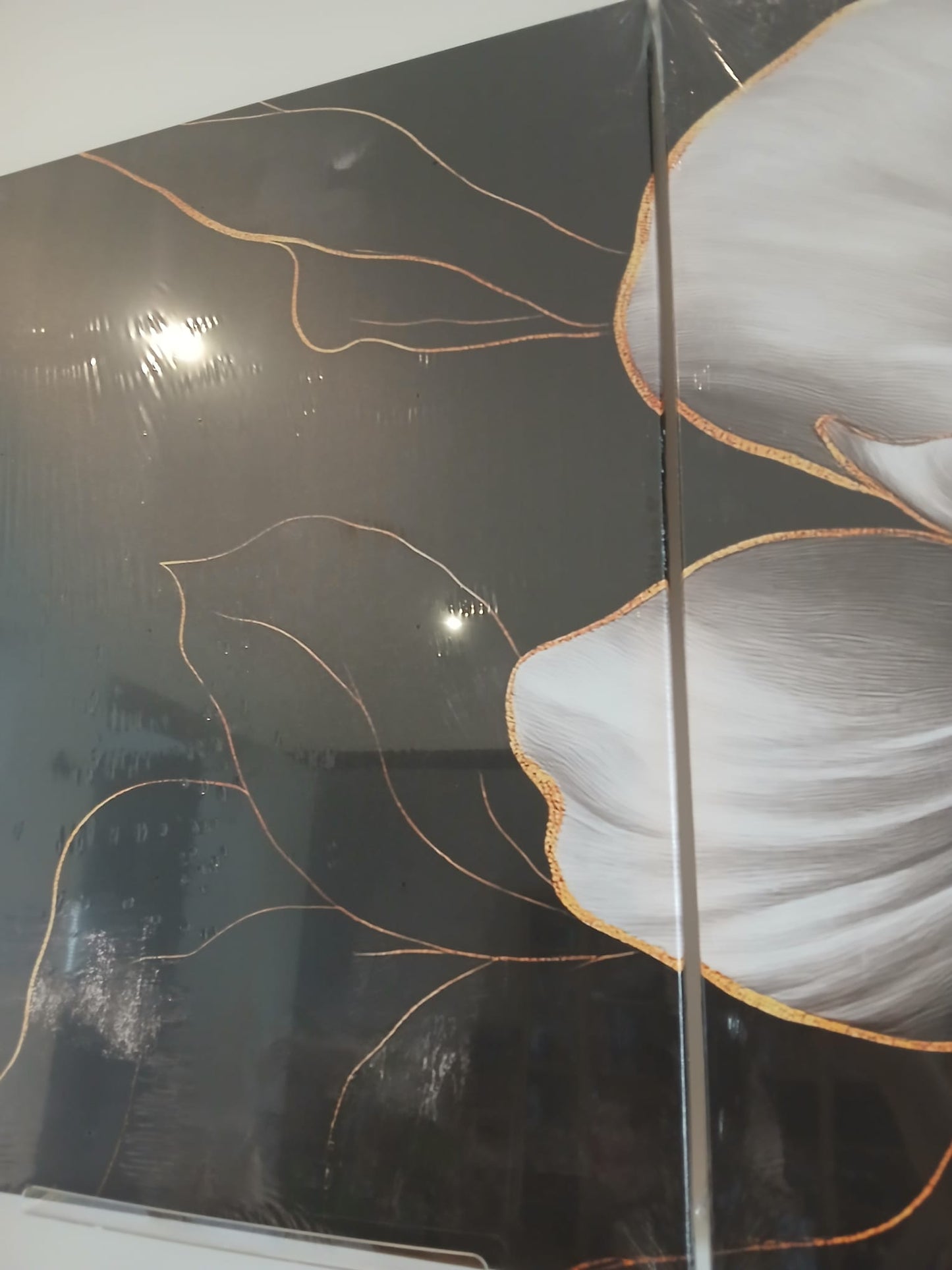 Elegant Black and Gold Floral Wall Art Set