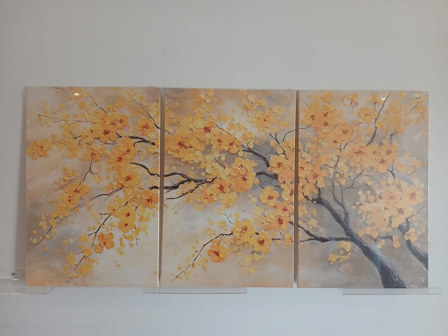 Yellow Floral Abstract Canvas Print Wall Art Set