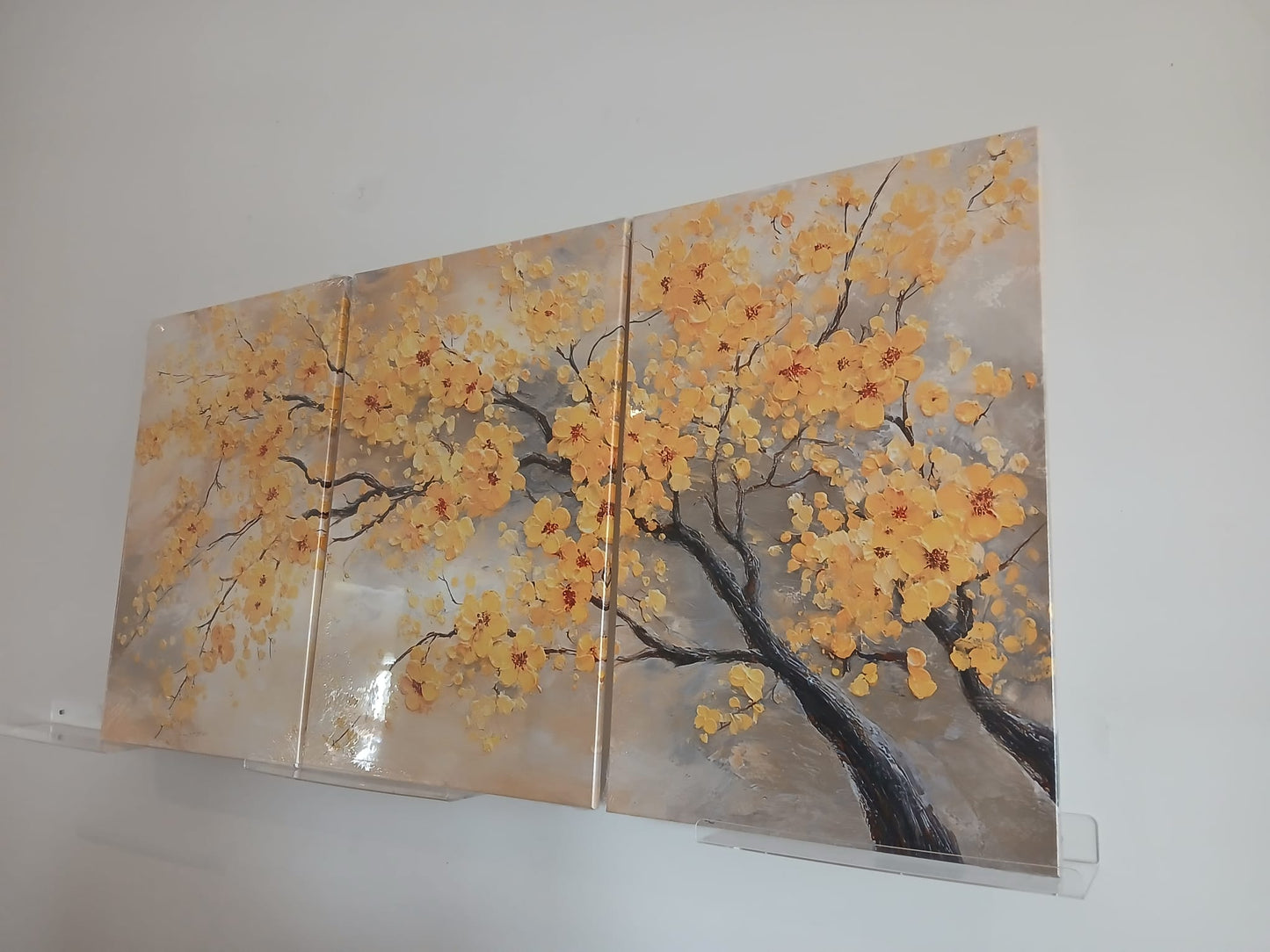 Yellow Floral Abstract Canvas Print Wall Art Set