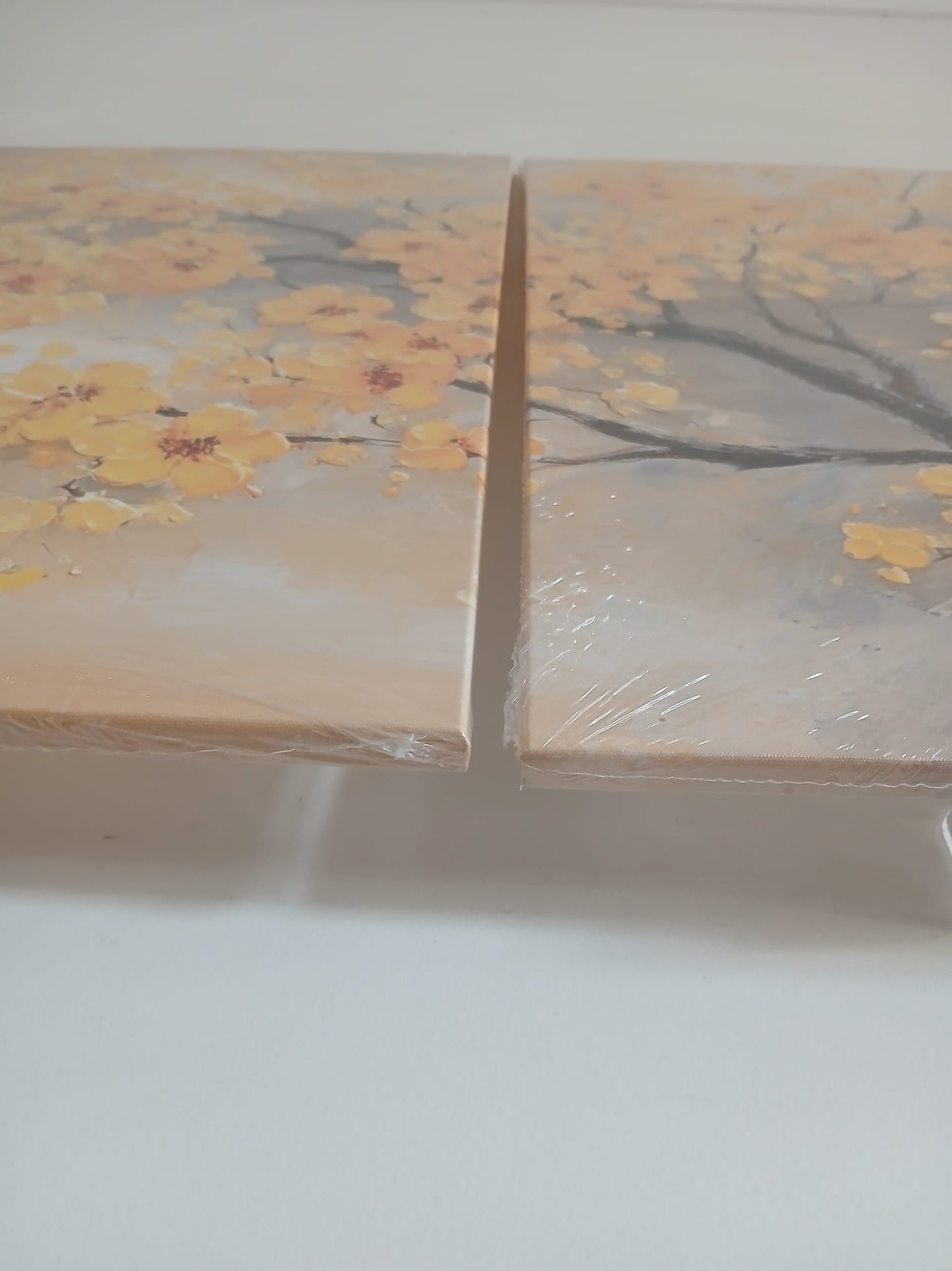 Yellow Floral Abstract Canvas Print Wall Art Set