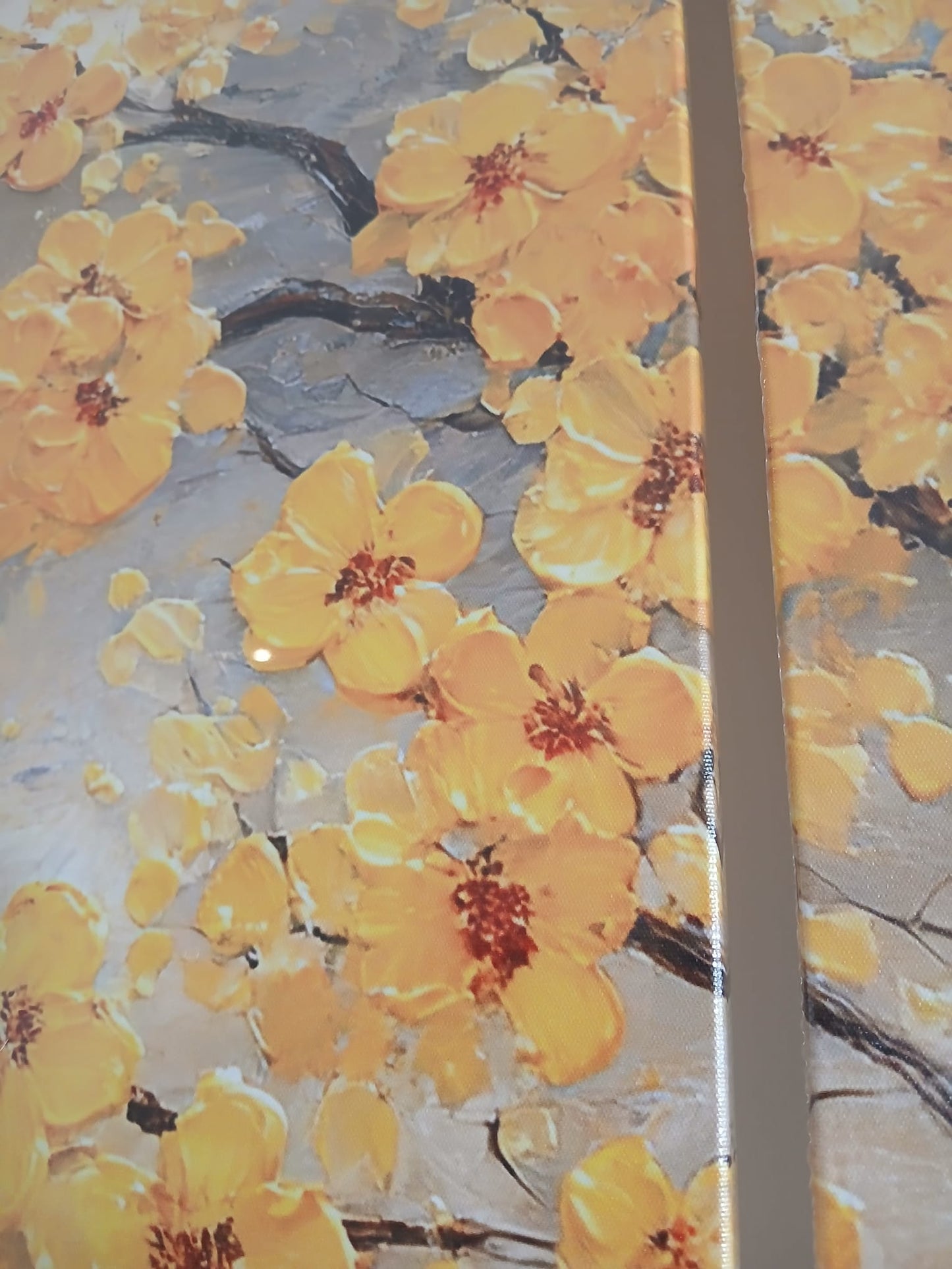 Yellow Floral Abstract Canvas Print Wall Art Set