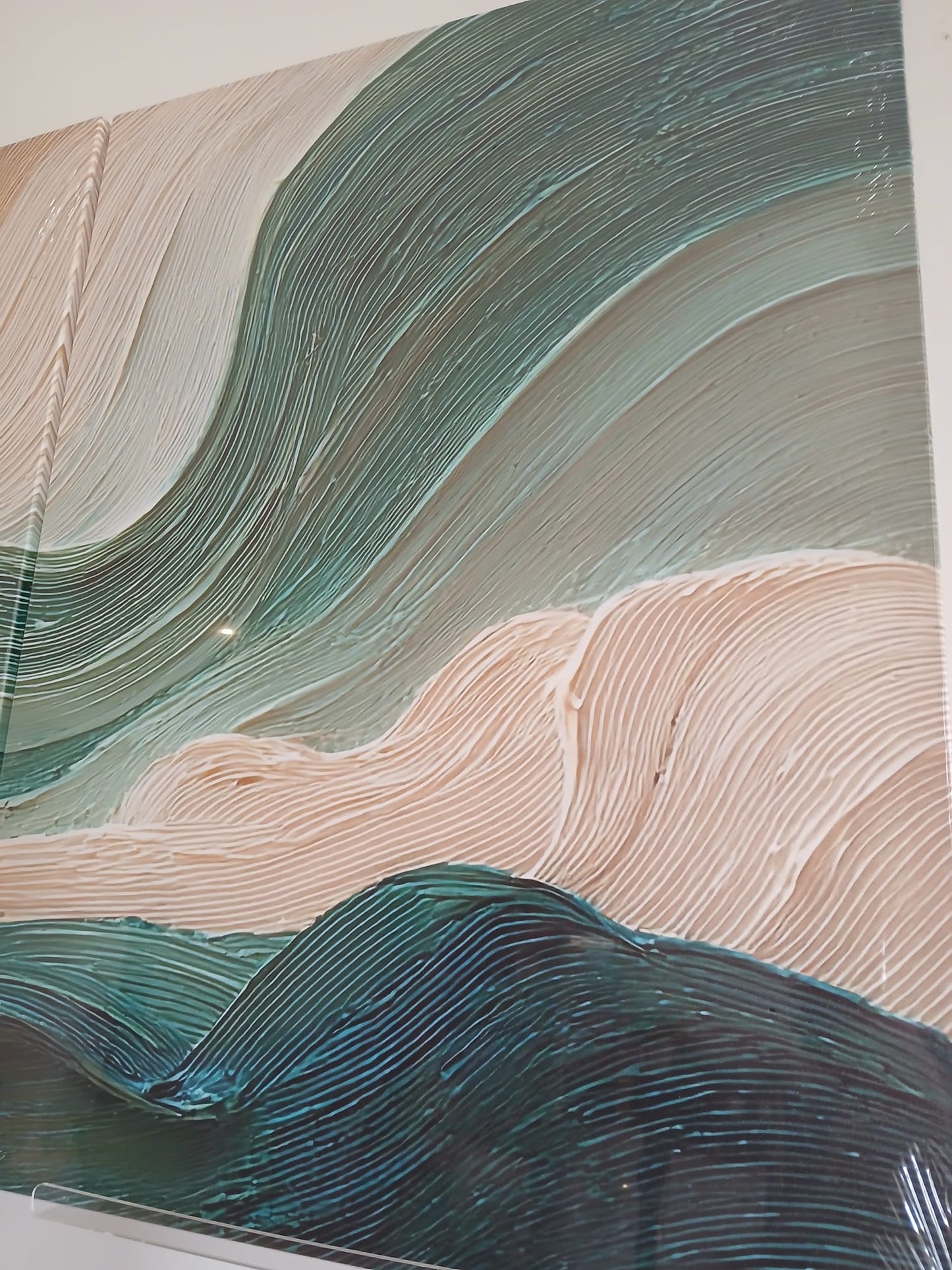Teal Wave Abstract Canvas Print Wall Art Set