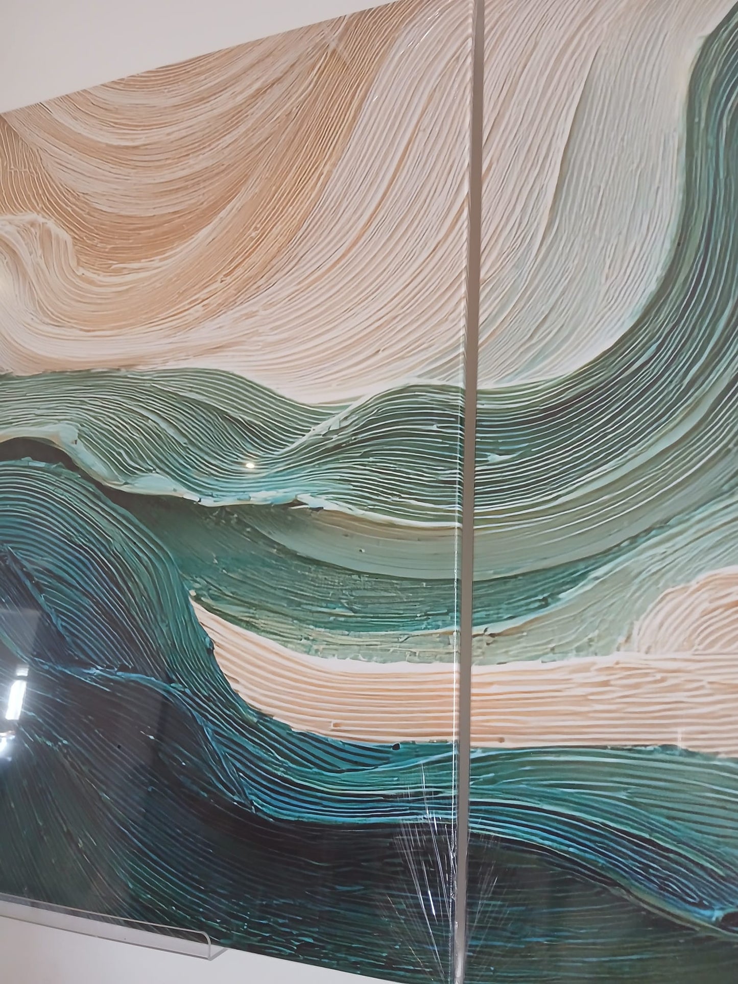 Teal Wave Abstract Canvas Print Wall Art Set
