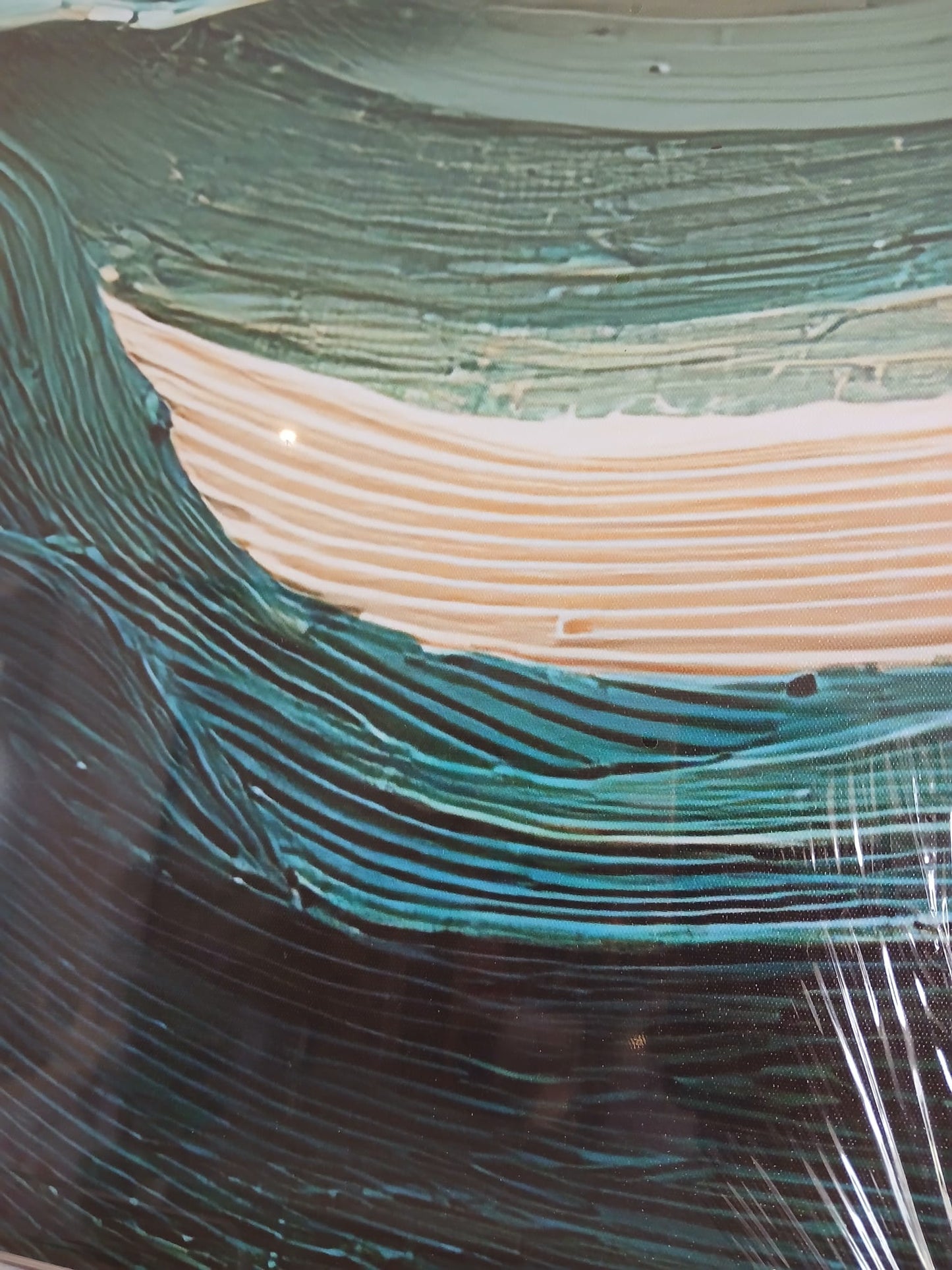 Teal Wave Abstract Canvas Print Wall Art Set