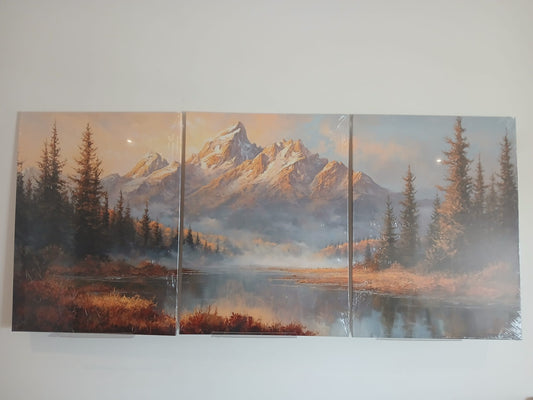 Sunset Mountain Canvas Print Wall Art Set