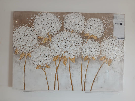 White Hydrangea Featuring Textured Raised Petals on a Printed Base