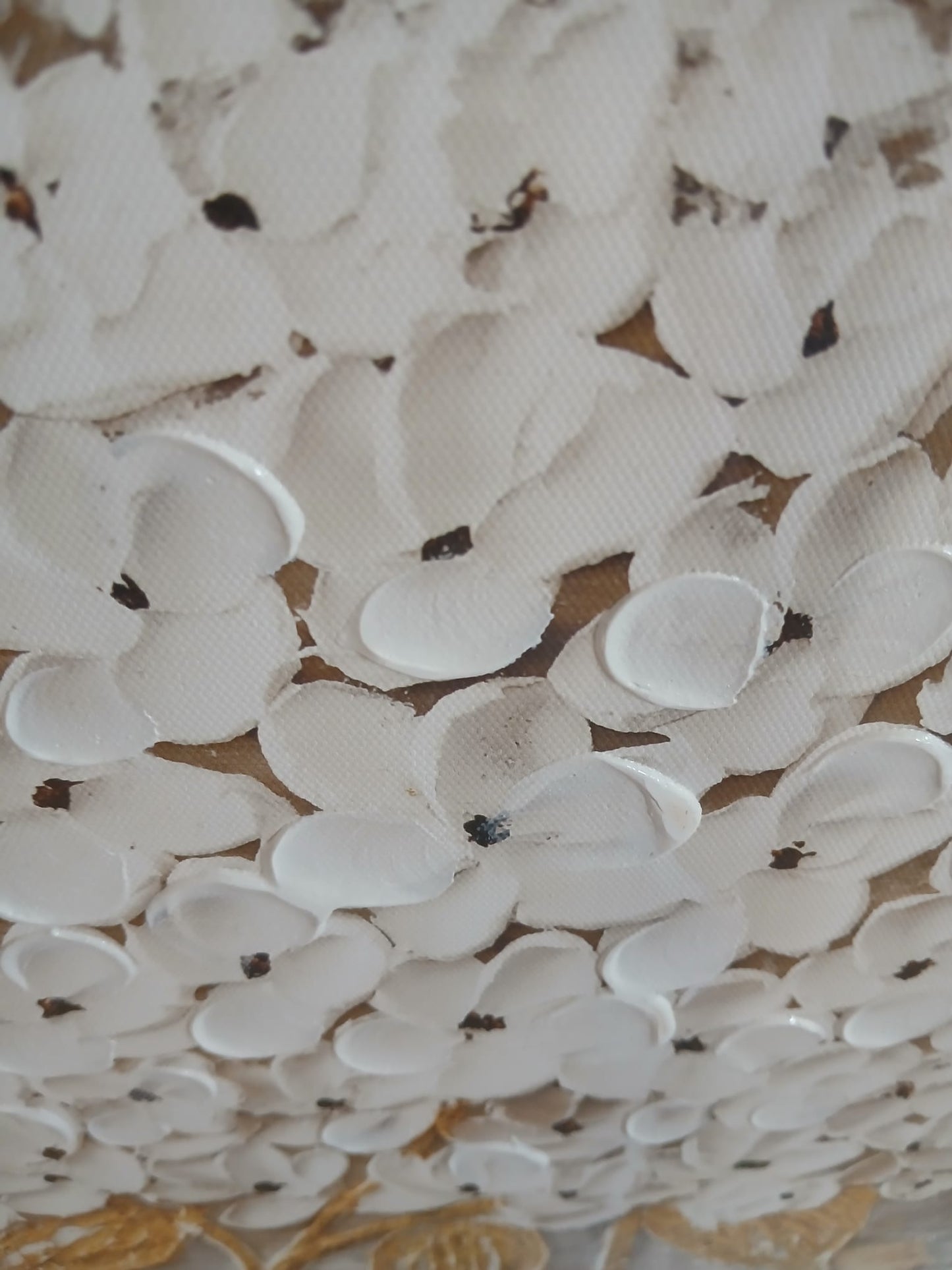 White Hydrangea Featuring Textured Raised Petals on a Printed Base