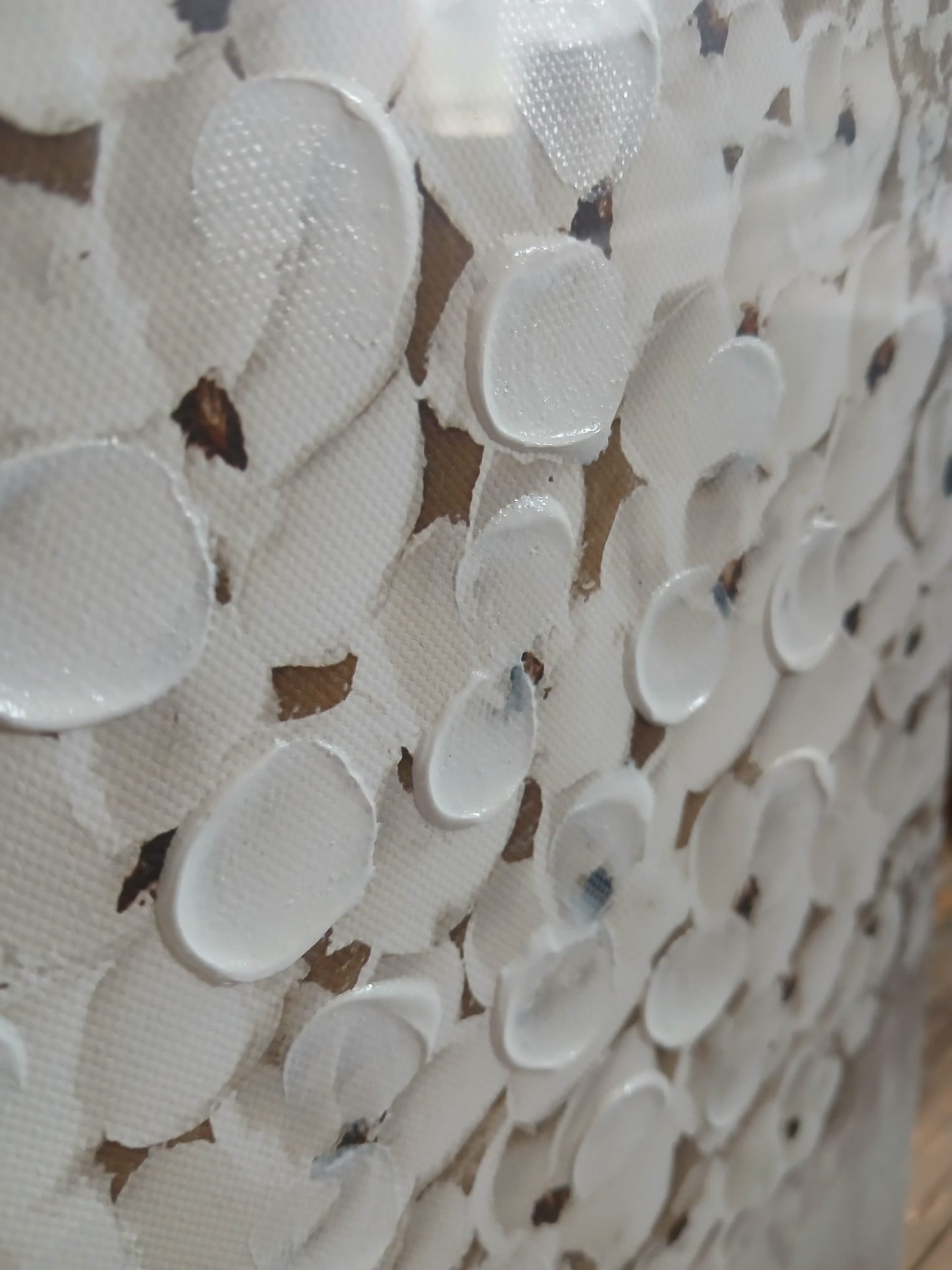 White Hydrangea Featuring Textured Raised Petals on a Printed Base