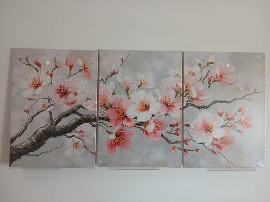 Pink Cherry Blossom Canvas Print Wall Art Set