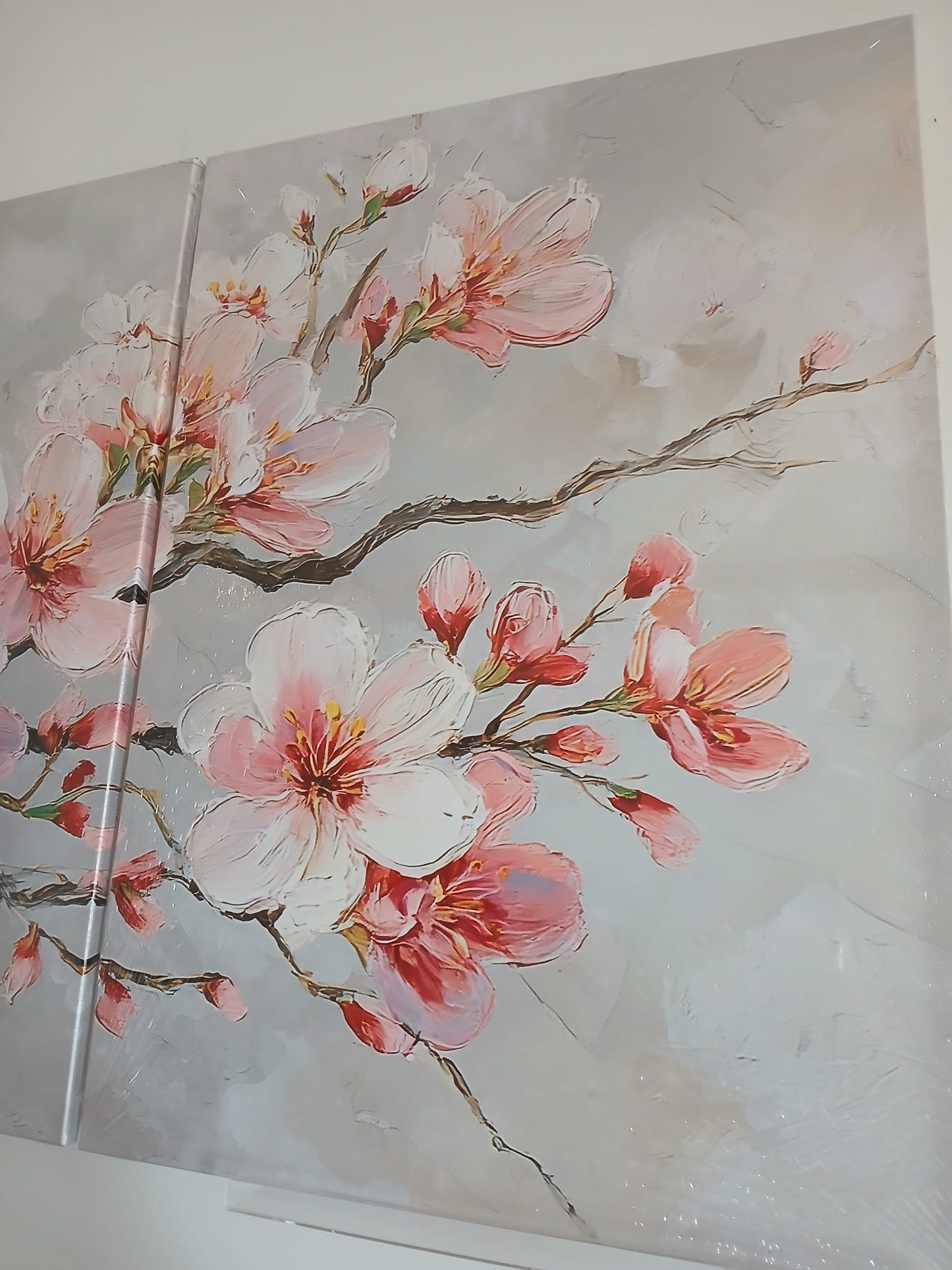 Pink Cherry Blossom Canvas Print Wall Art Set
