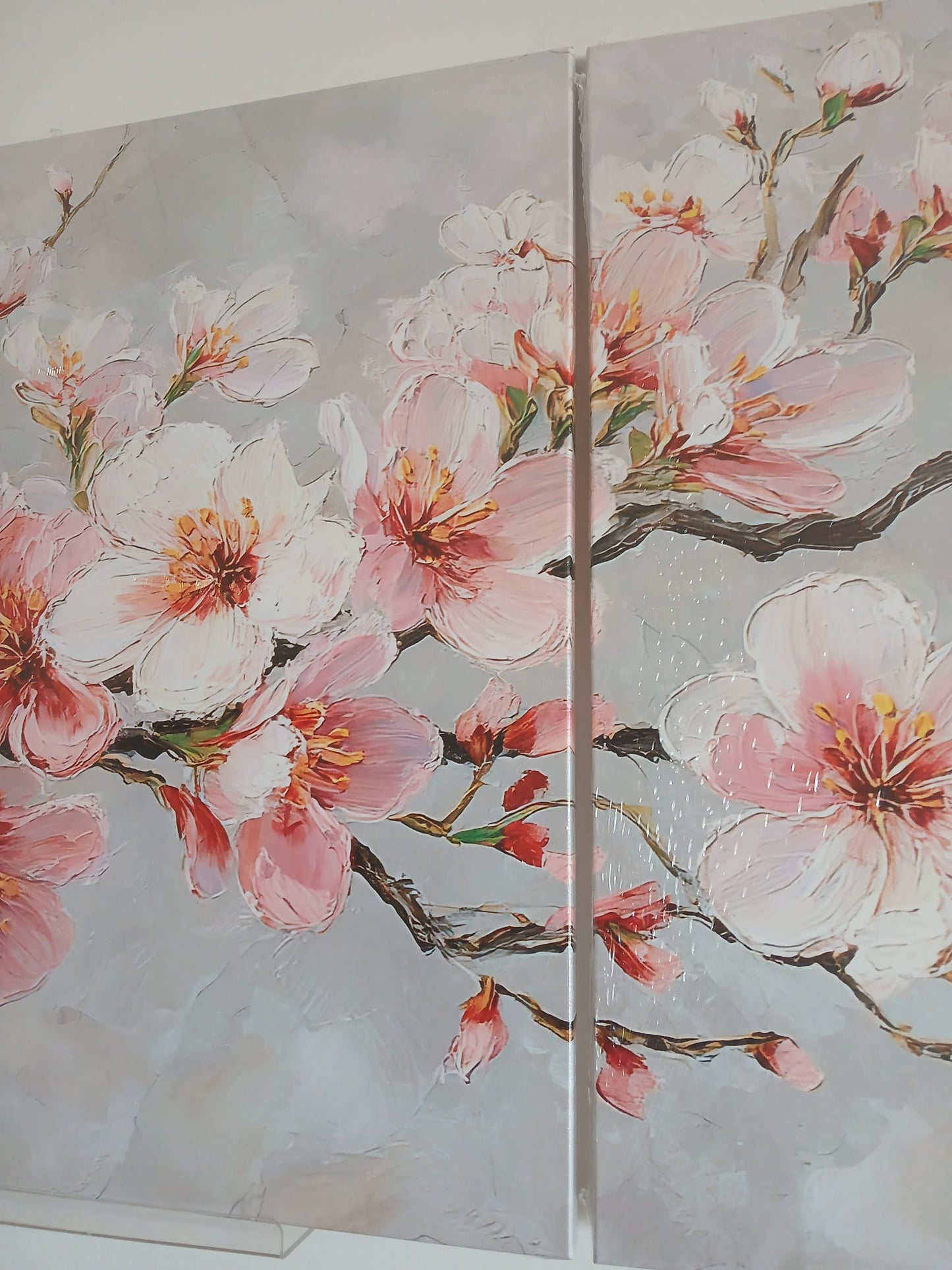 Pink Cherry Blossom Canvas Print Wall Art Set