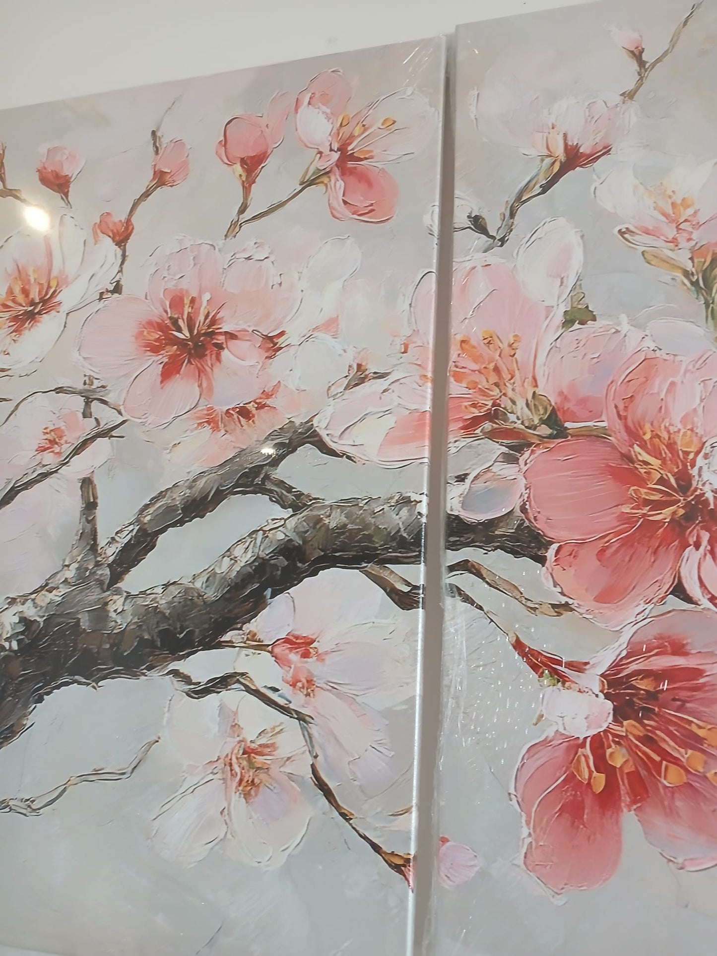 Pink Cherry Blossom Canvas Print Wall Art Set