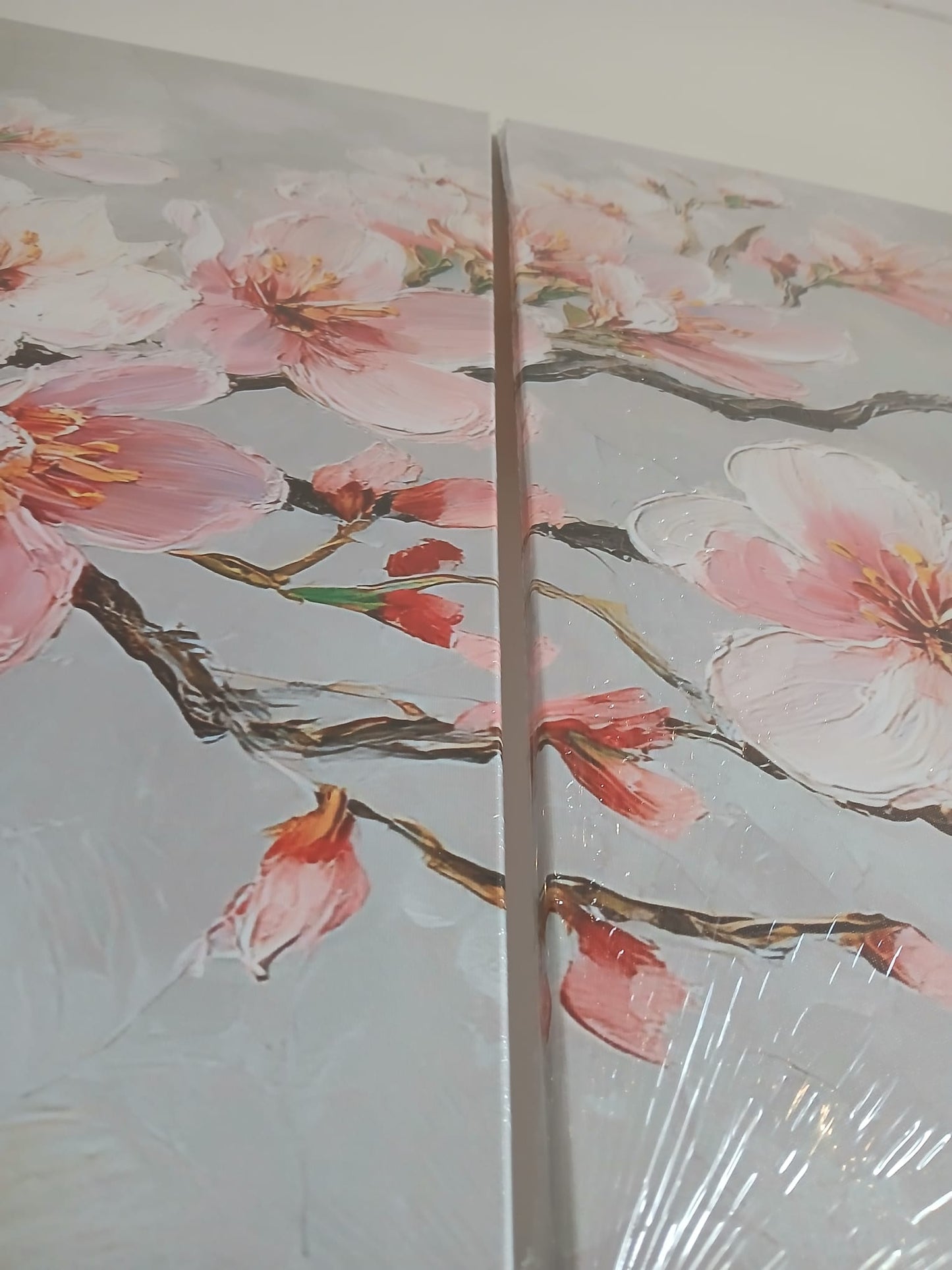 Pink Cherry Blossom Canvas Print Wall Art Set