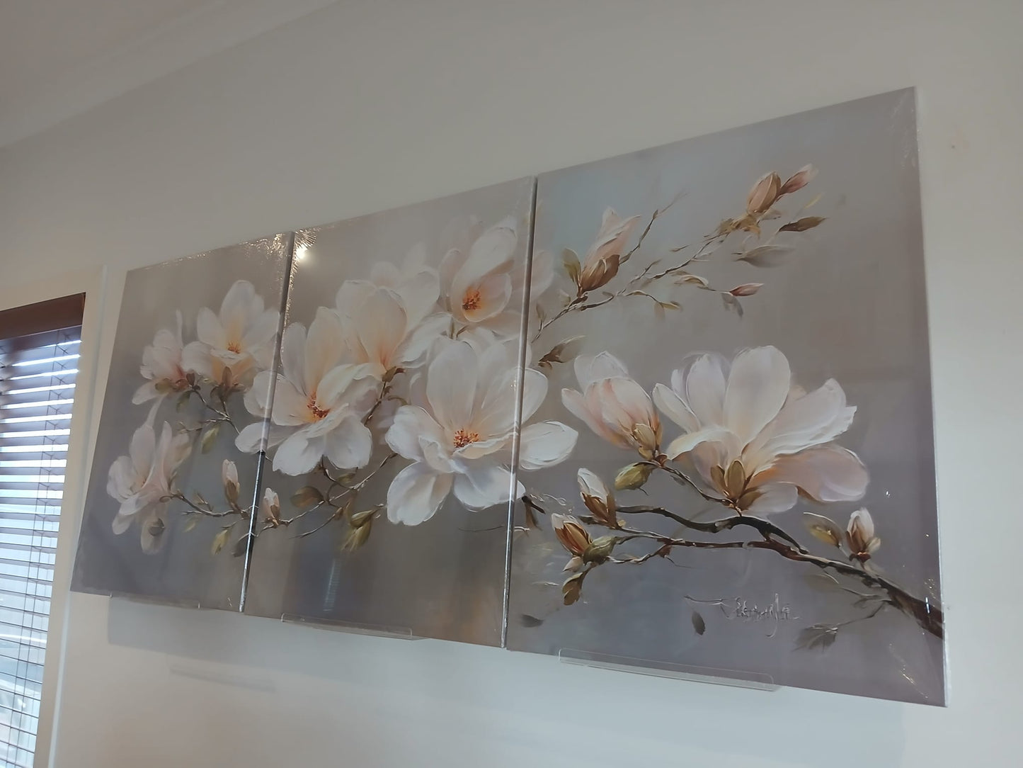 Soft Floral White Bloom Canvas Print Wall Art Set