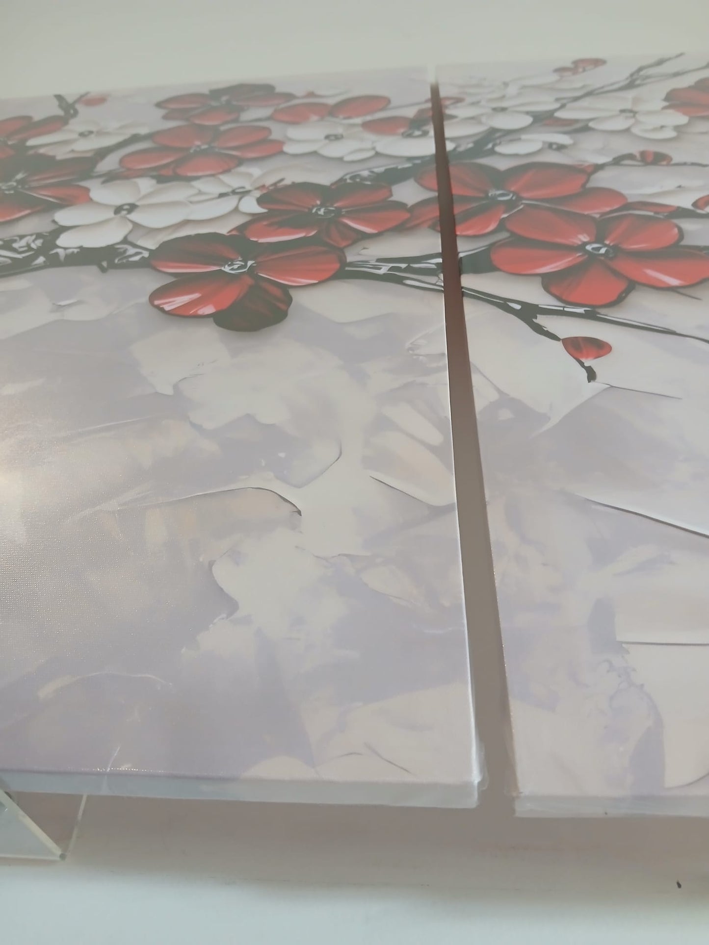 Red & White Cherry Blossom Floral Wall Art Set