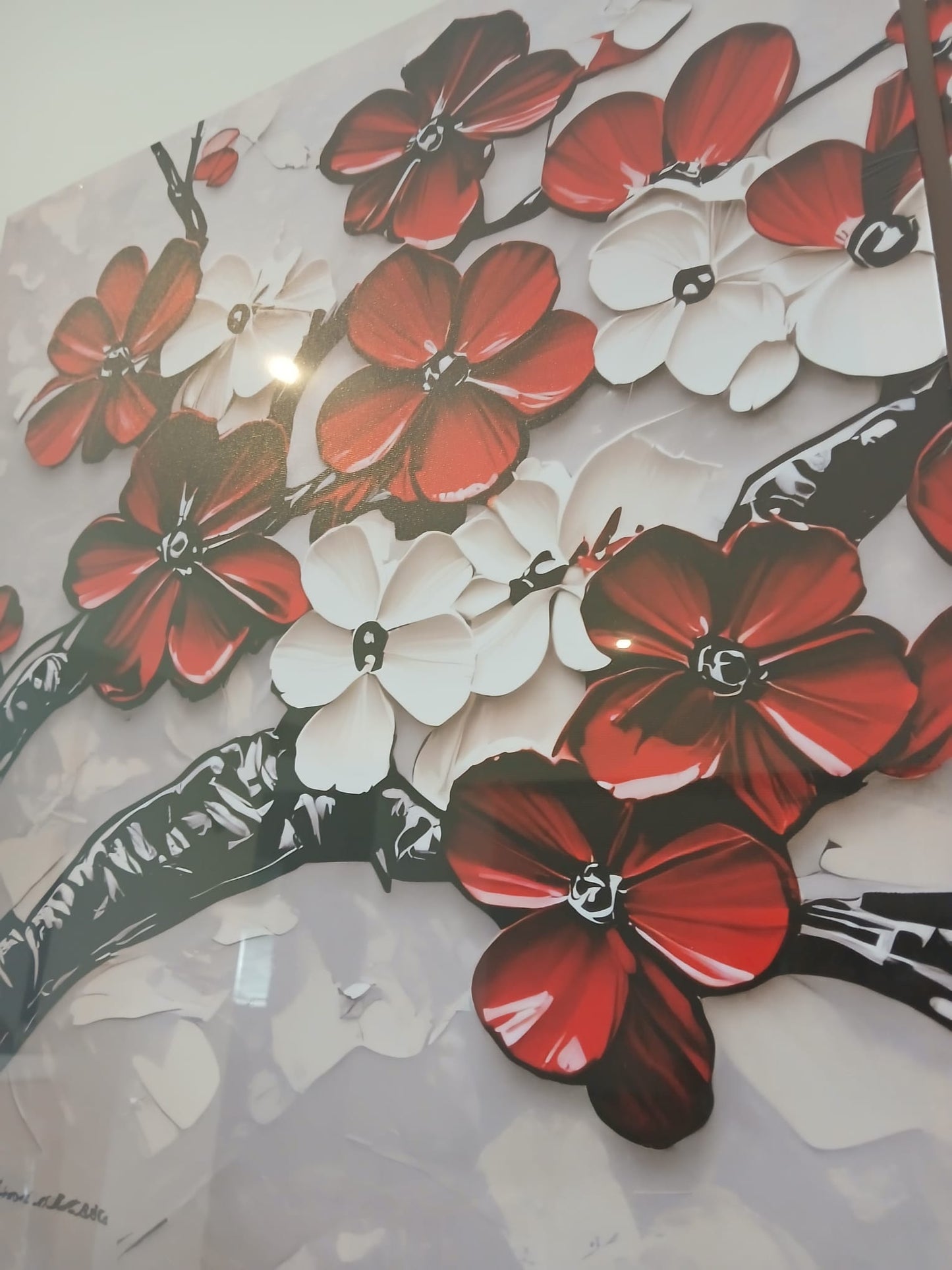 Red & White Cherry Blossom Floral Wall Art Set