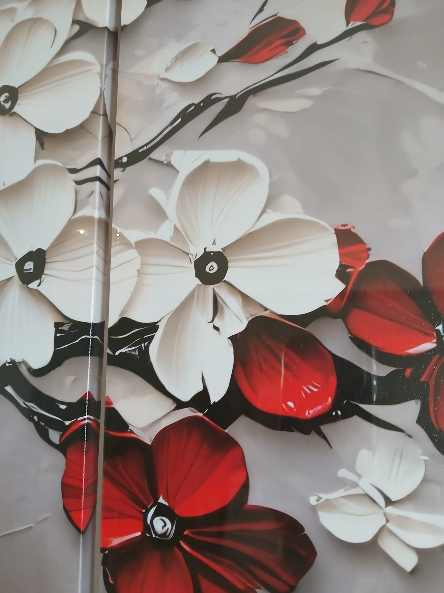 Red & White Cherry Blossom Floral Wall Art Set