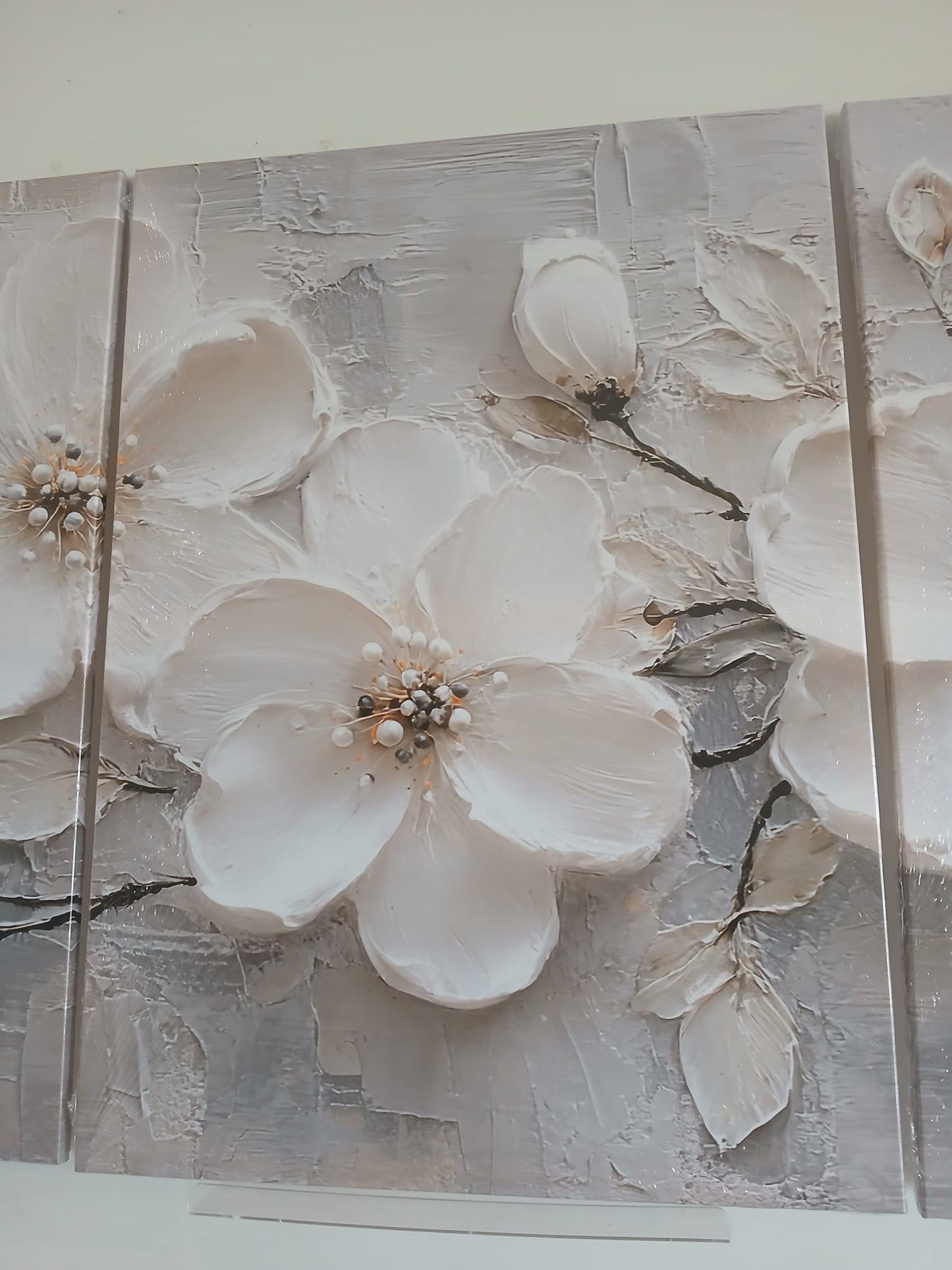 Classic White Flower Canvas Print Wall Art Set