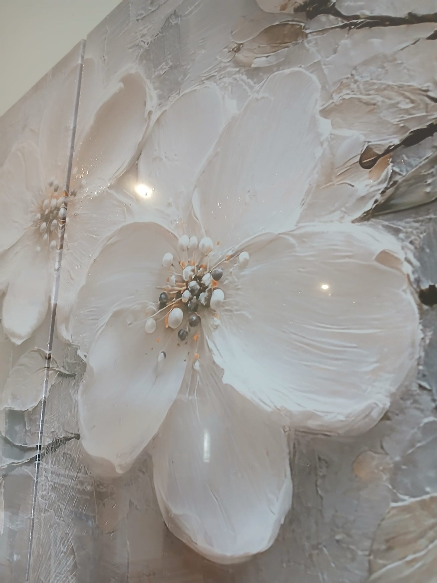 Classic White Flower Canvas Print Wall Art Set
