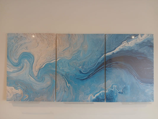 Serene Aquatic Flow Canvas Print Wall Art Set