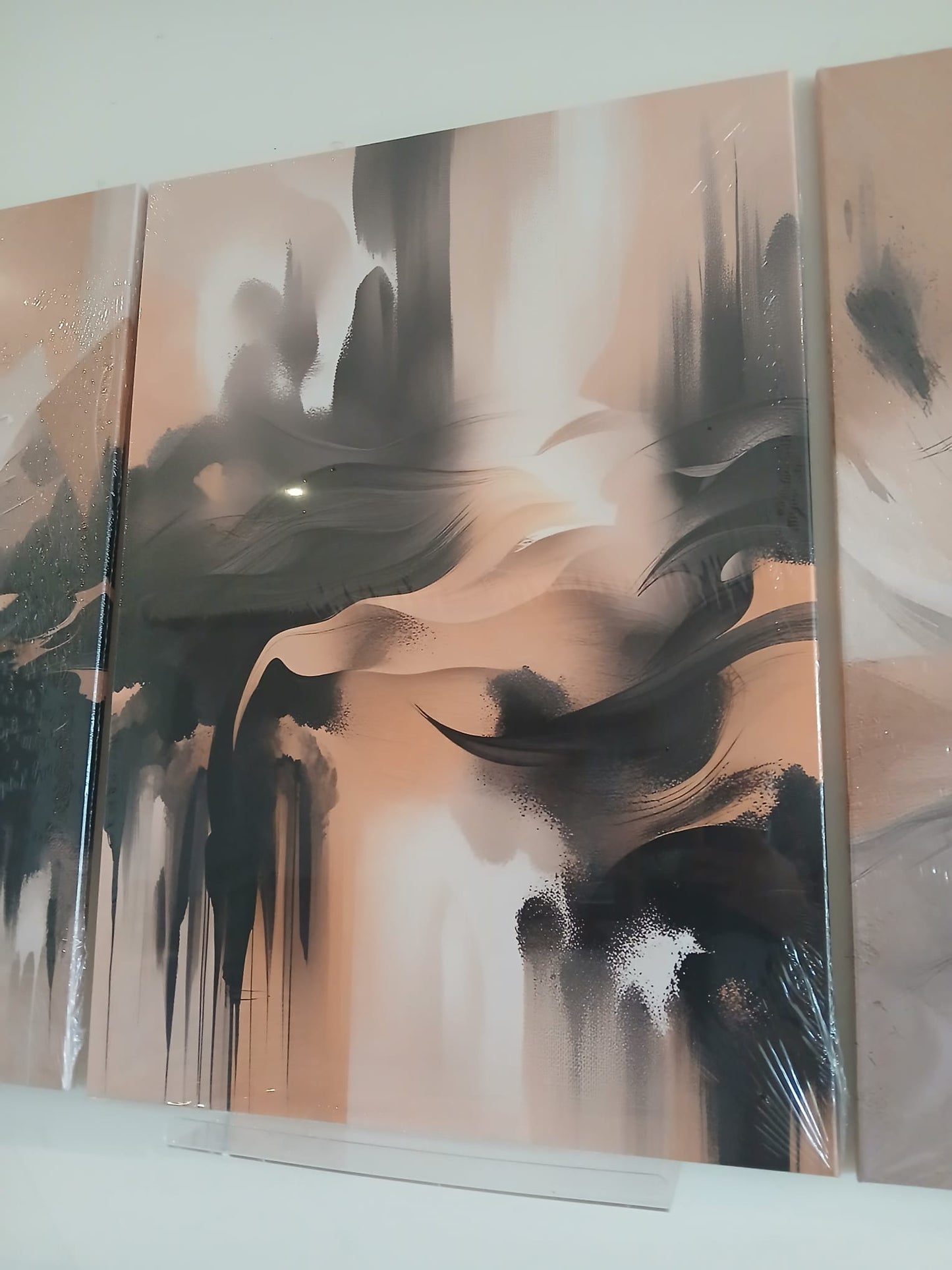 Chic Black & Brown Abstract Canvas Print Wall Art