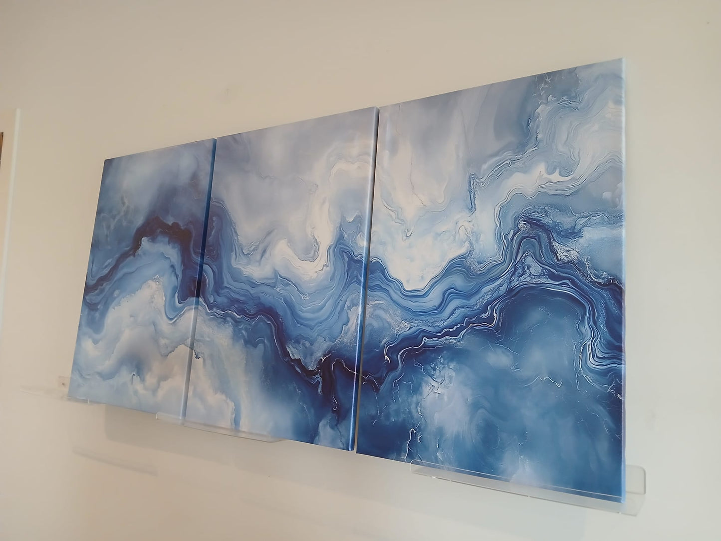 Luxury Fluid Blue Marble Canvas Print Wall Art