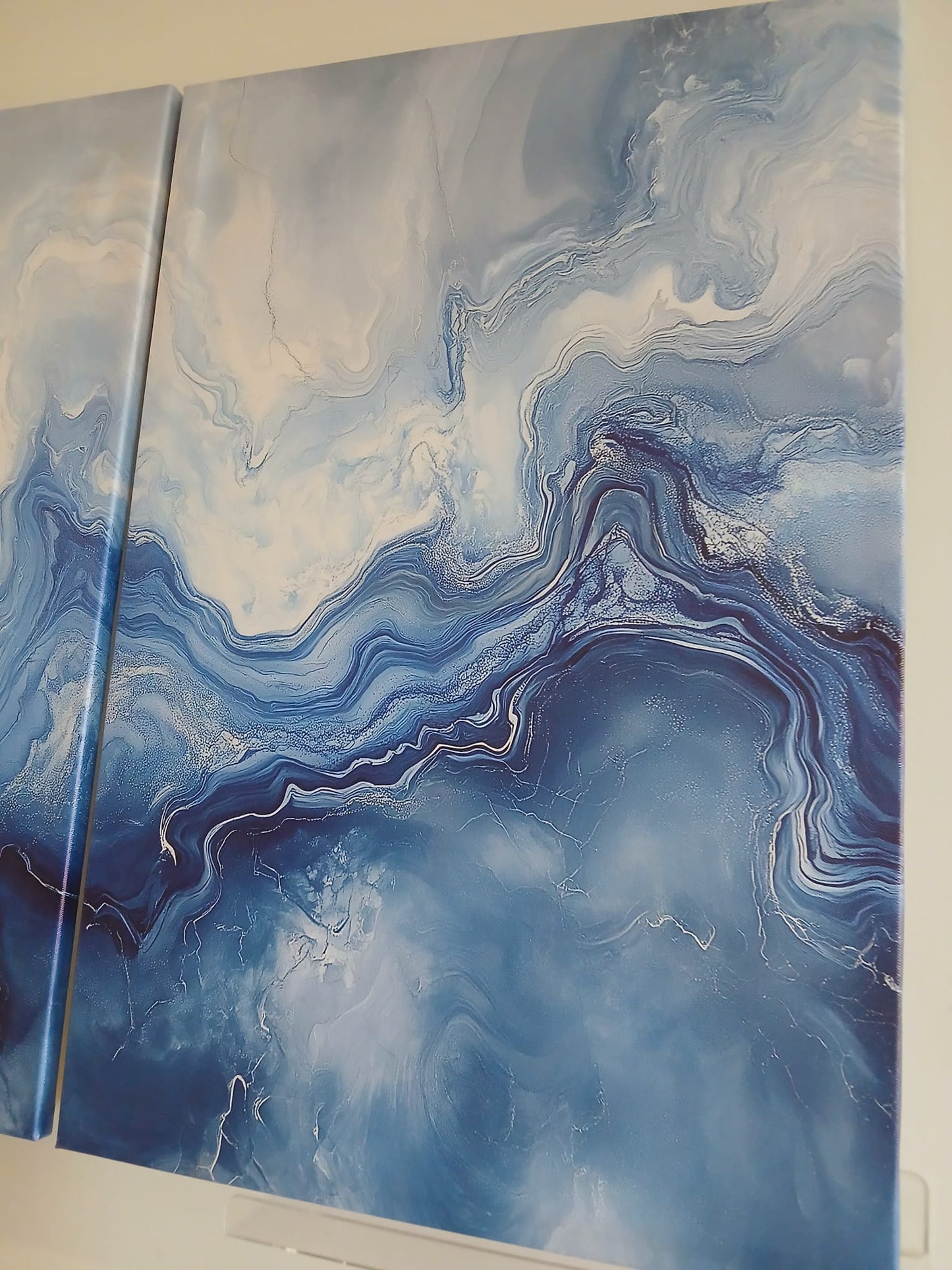 Luxury Fluid Blue Marble Canvas Print Wall Art