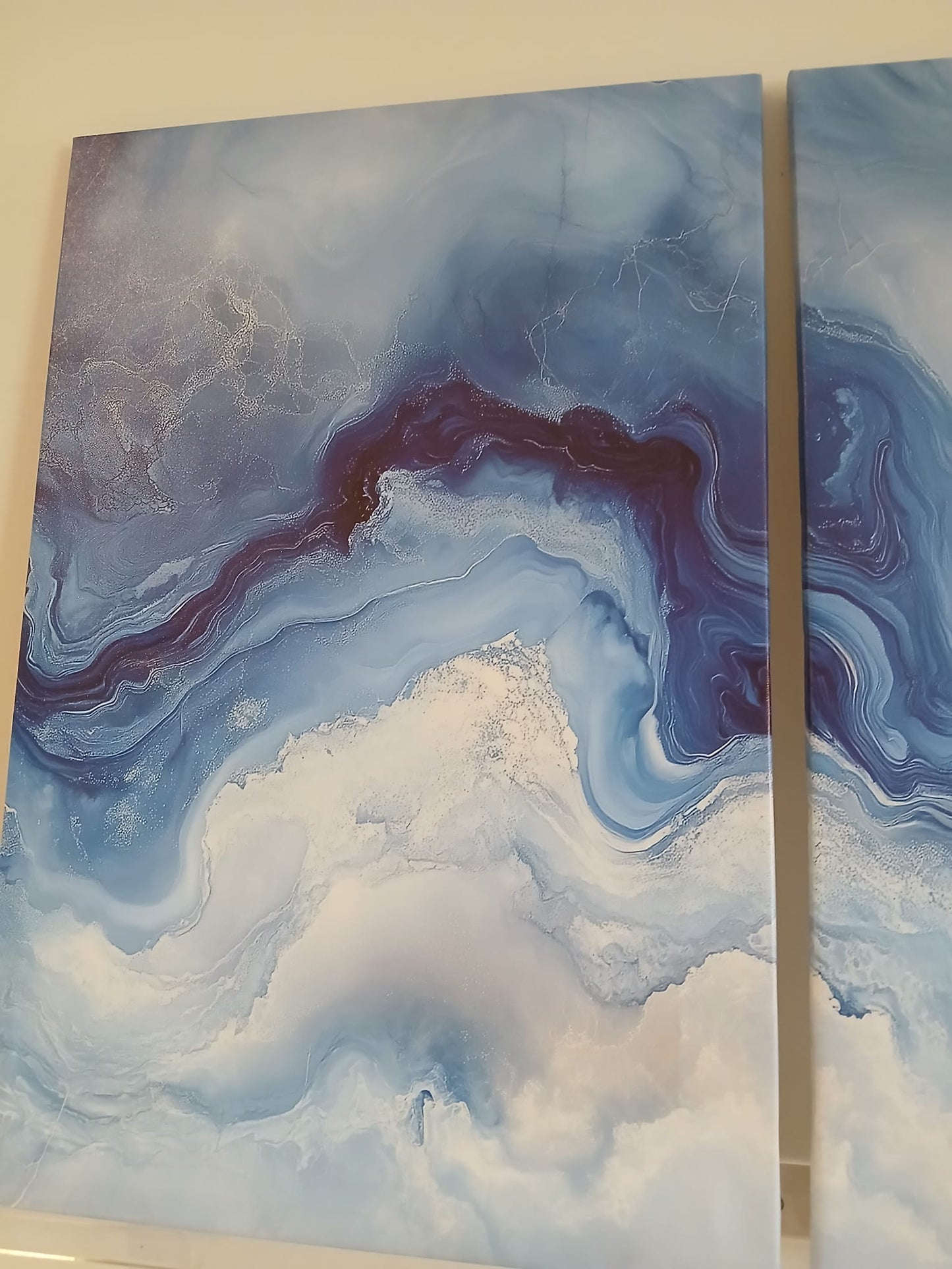 Luxury Fluid Blue Marble Canvas Print Wall Art