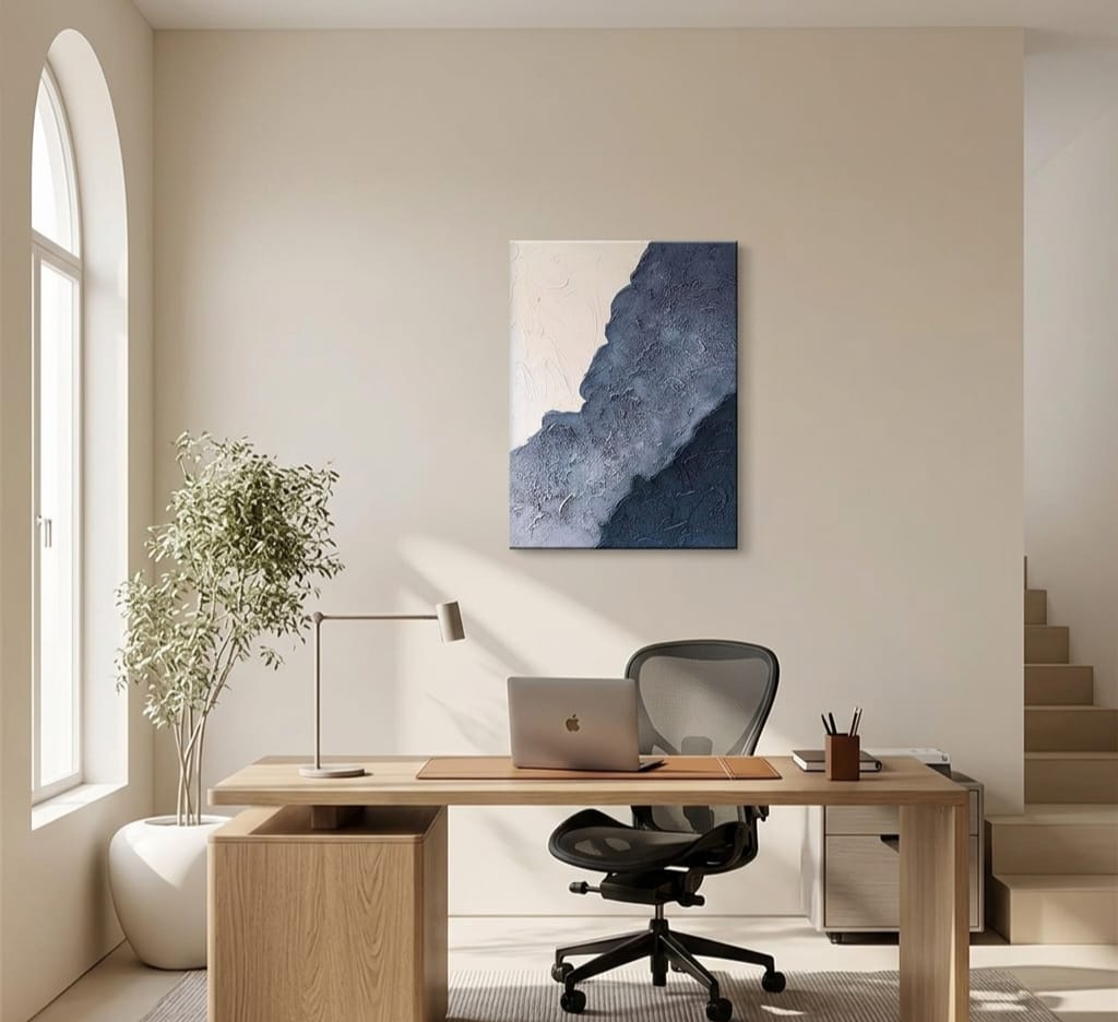 Hand Painted Oil Painting Blue Sea Wave Art