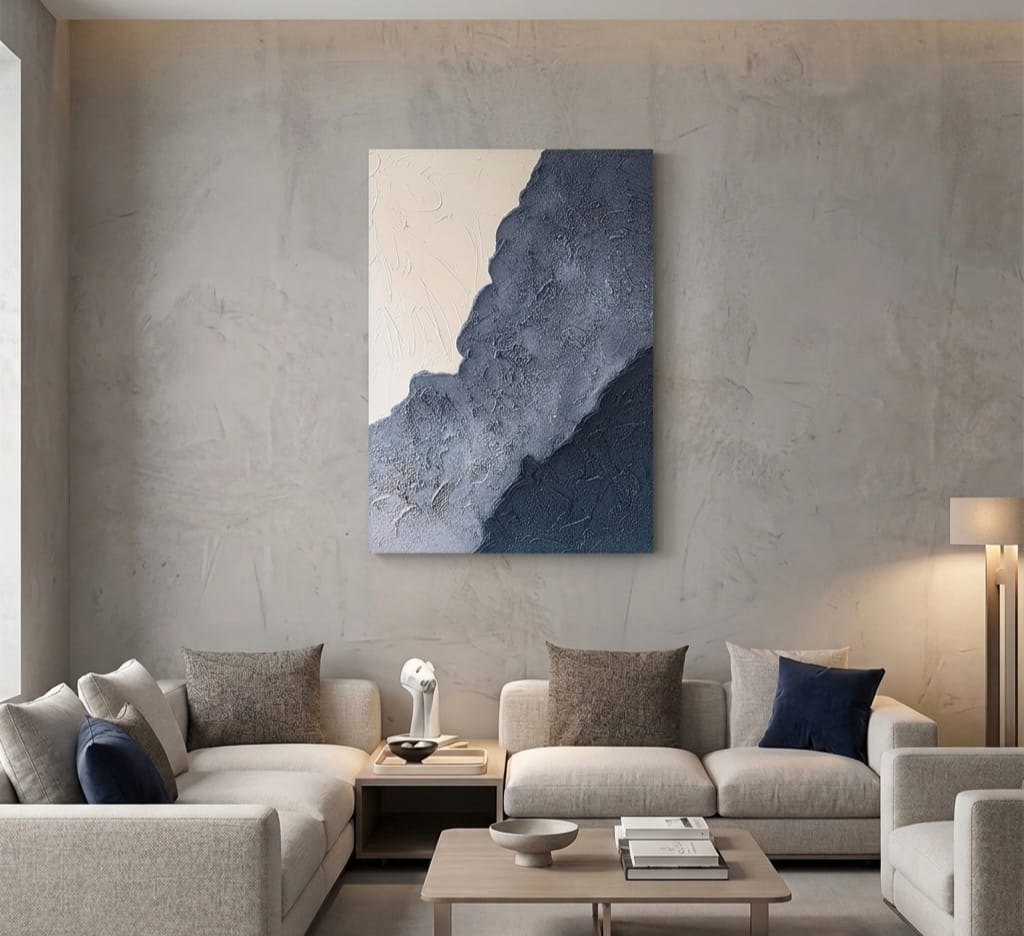 Hand Painted Oil Painting Blue Sea Wave Art